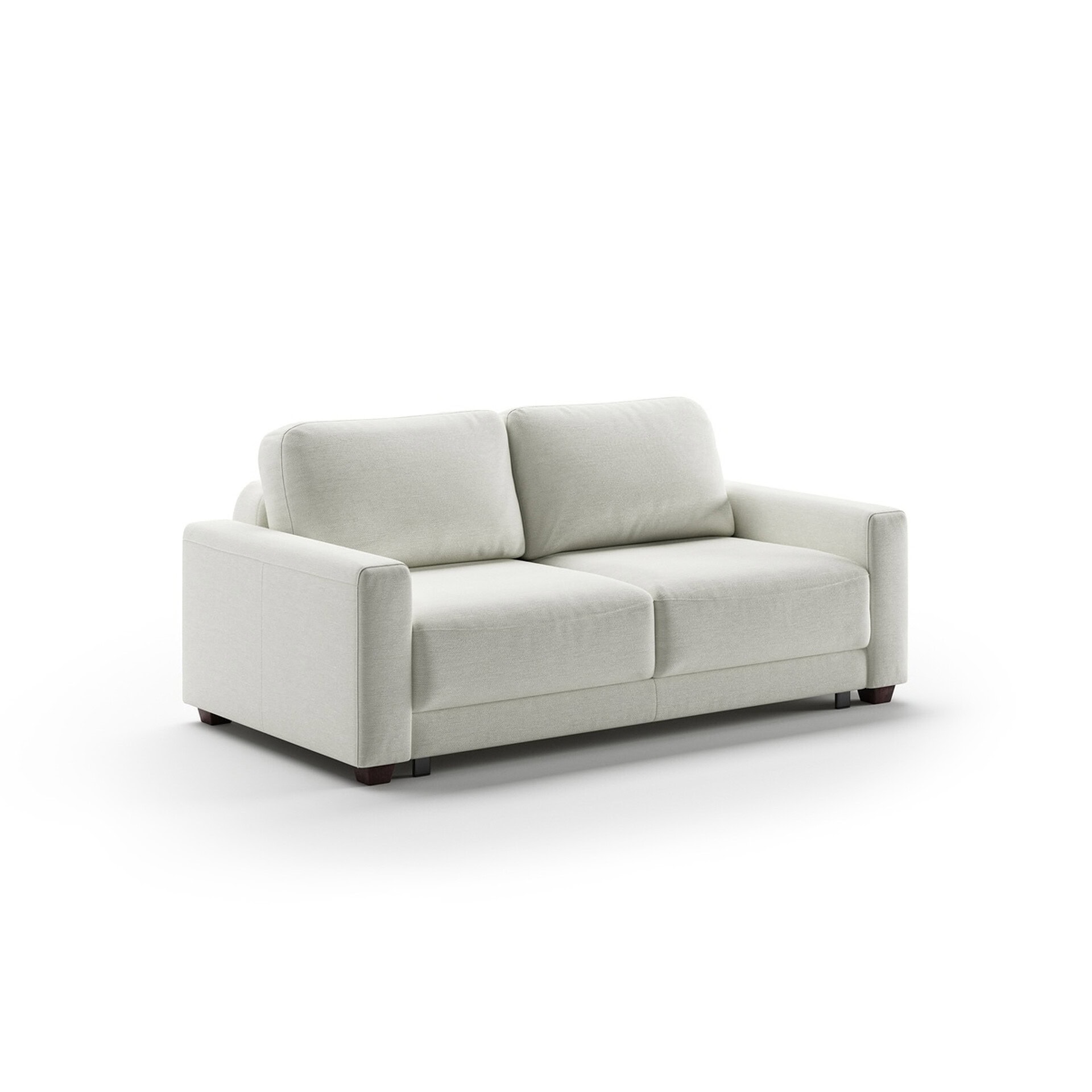 Elegant white queen size sleeper loveseat for versatile living room seating and sleeping solutions.