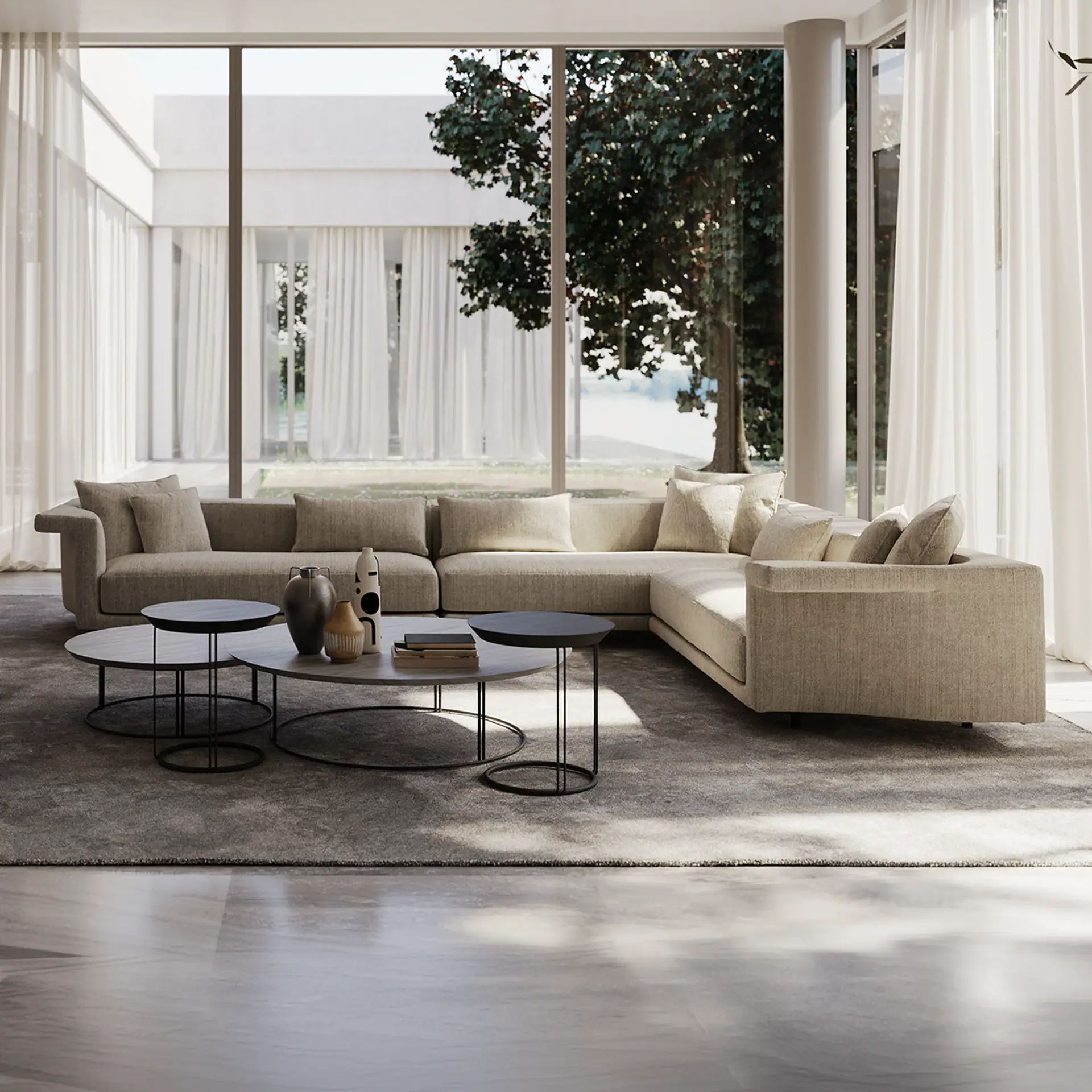 Antelope Angular Sectional Sofa with modern design and neutral upholstery. Perfect for stylish livin.