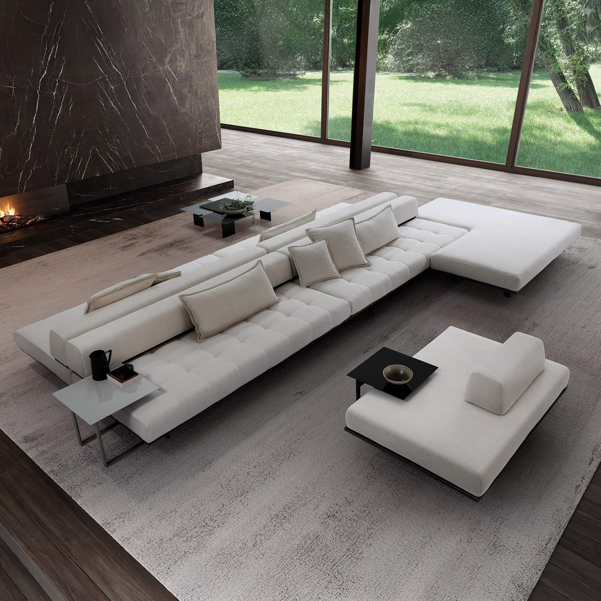 Luxurious modern white sectional sofa with plush cushions and elegant design for contemporary living spaces.