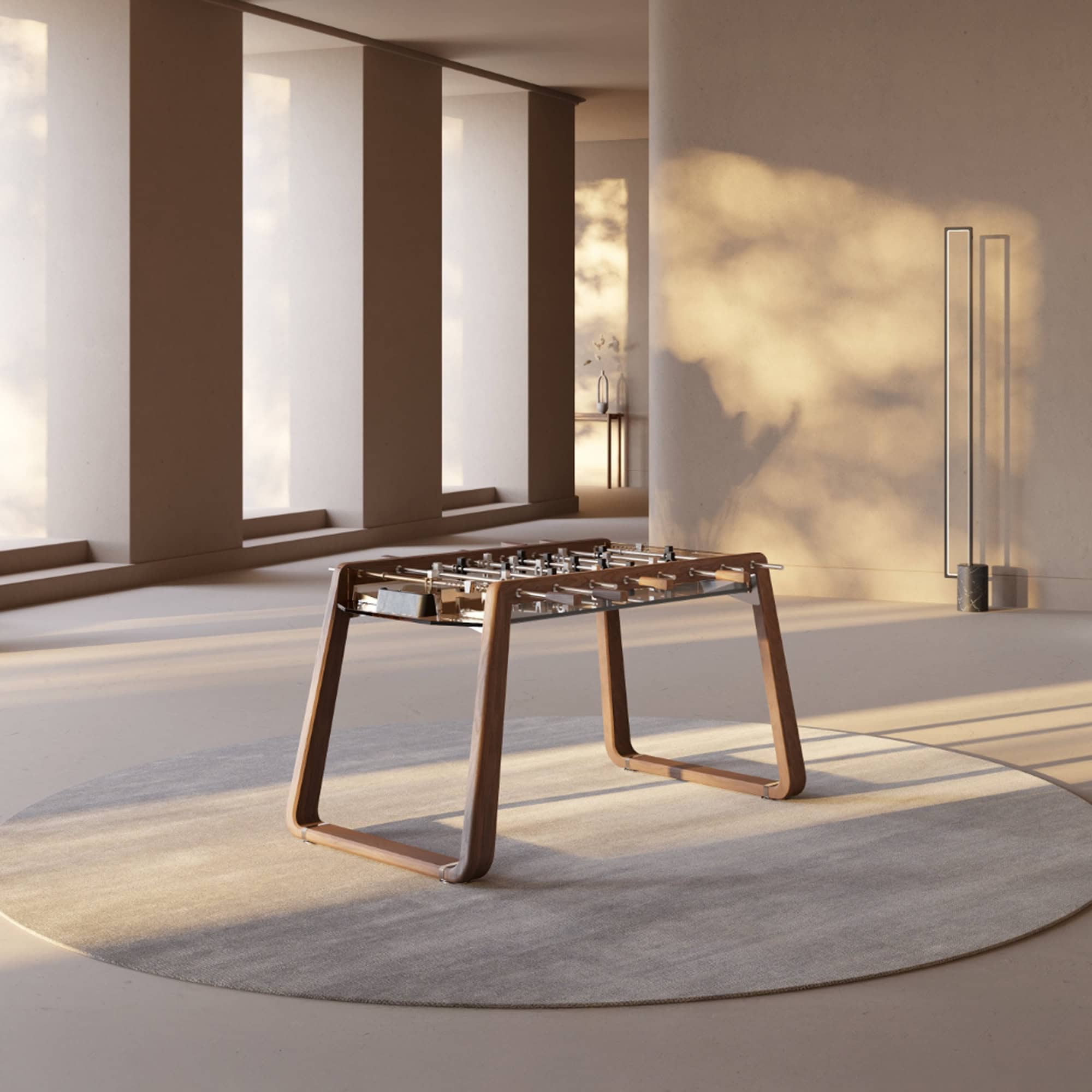 a room with a table and a chair