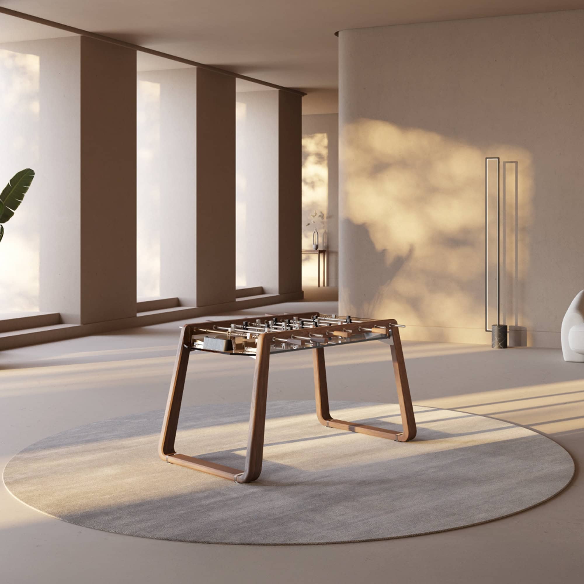 a room with a table and a chair