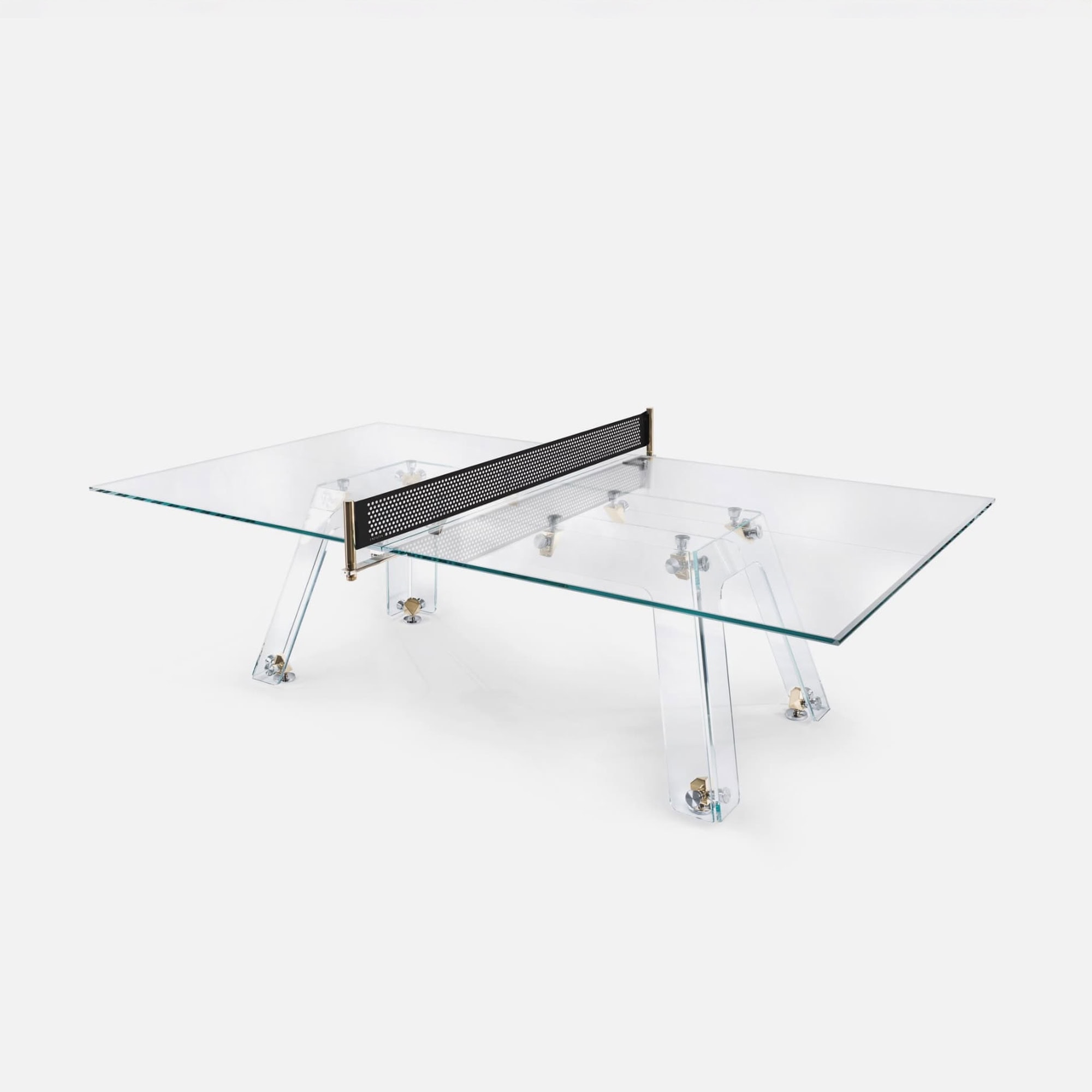 a table with a black net