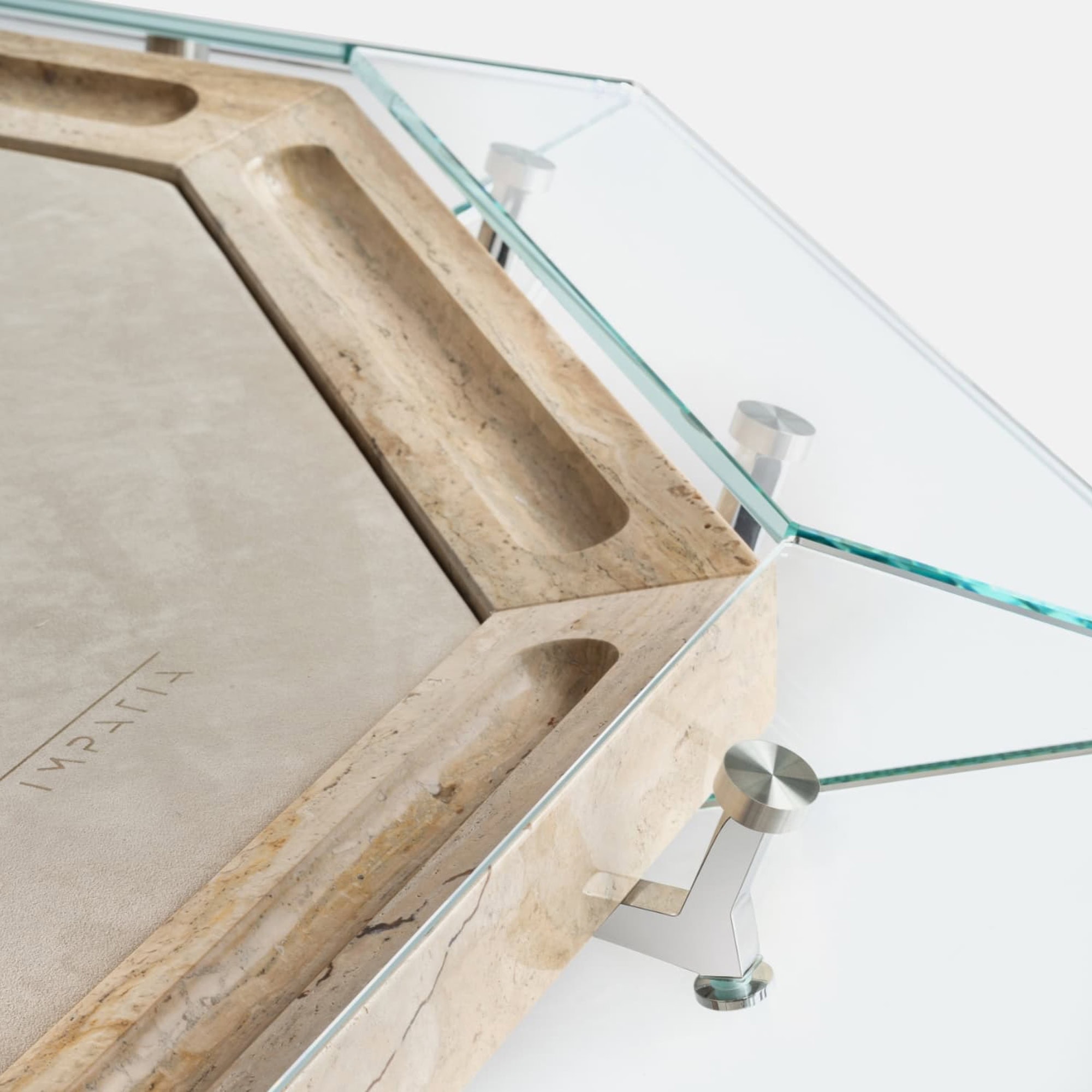 a glass and marble table