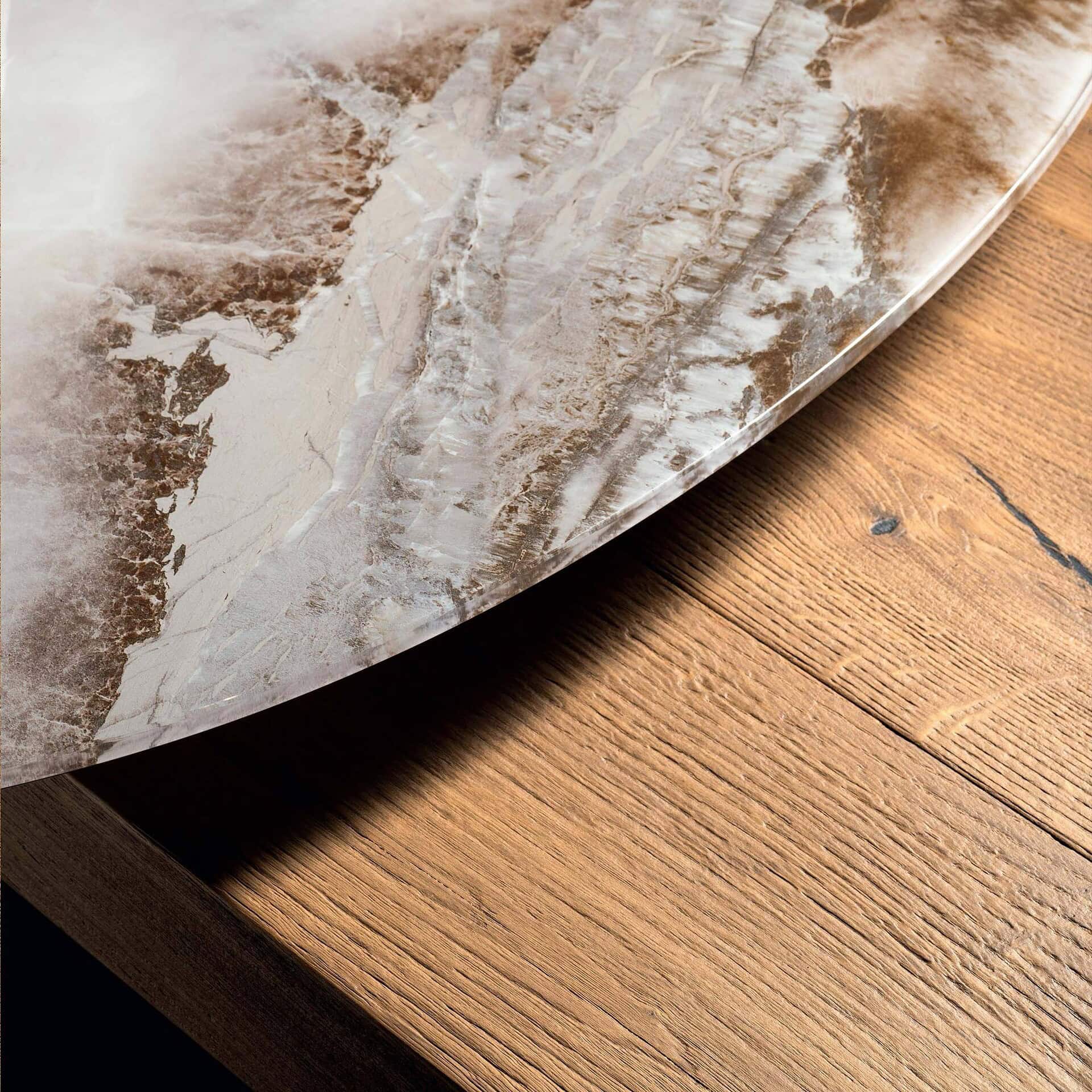 Air Floating Coffee Table with Marble Top and Wooden Base.