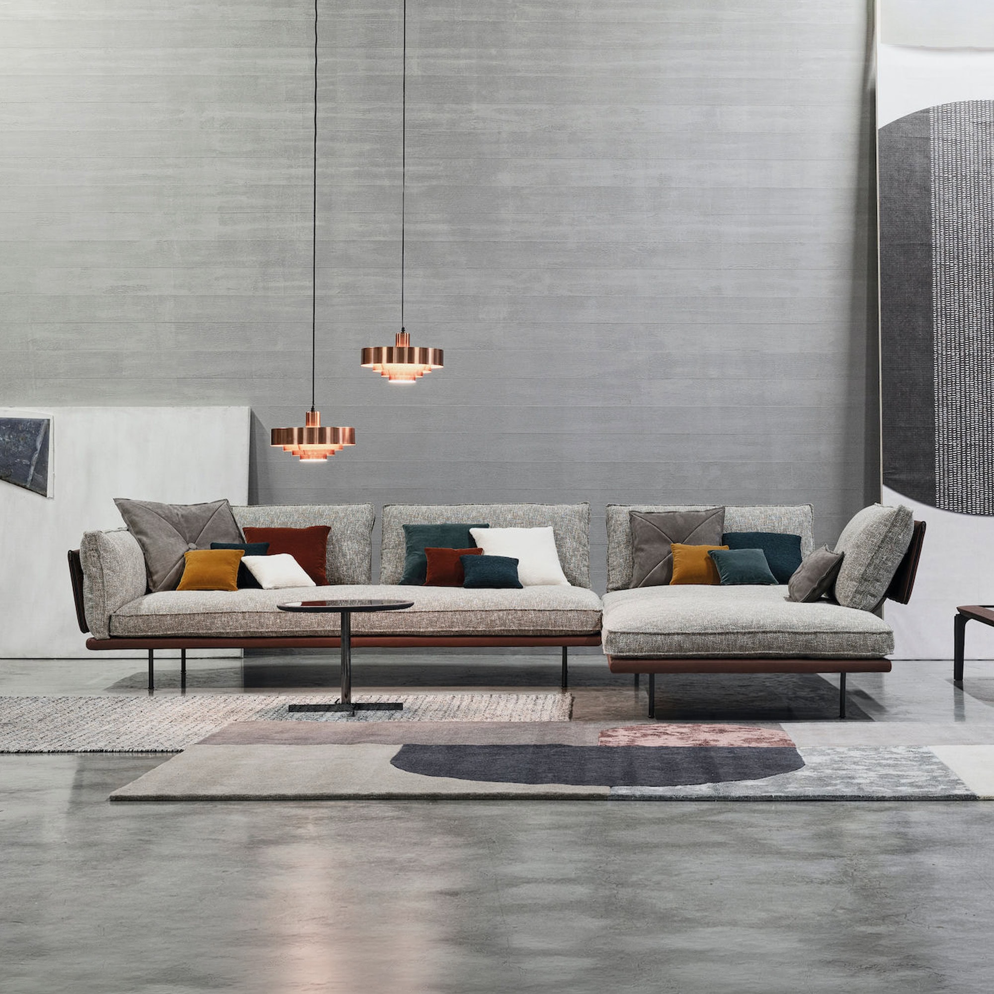 Elegant modular sectional sofa with contemporary design and plush cushions. Perfect for modern livin.