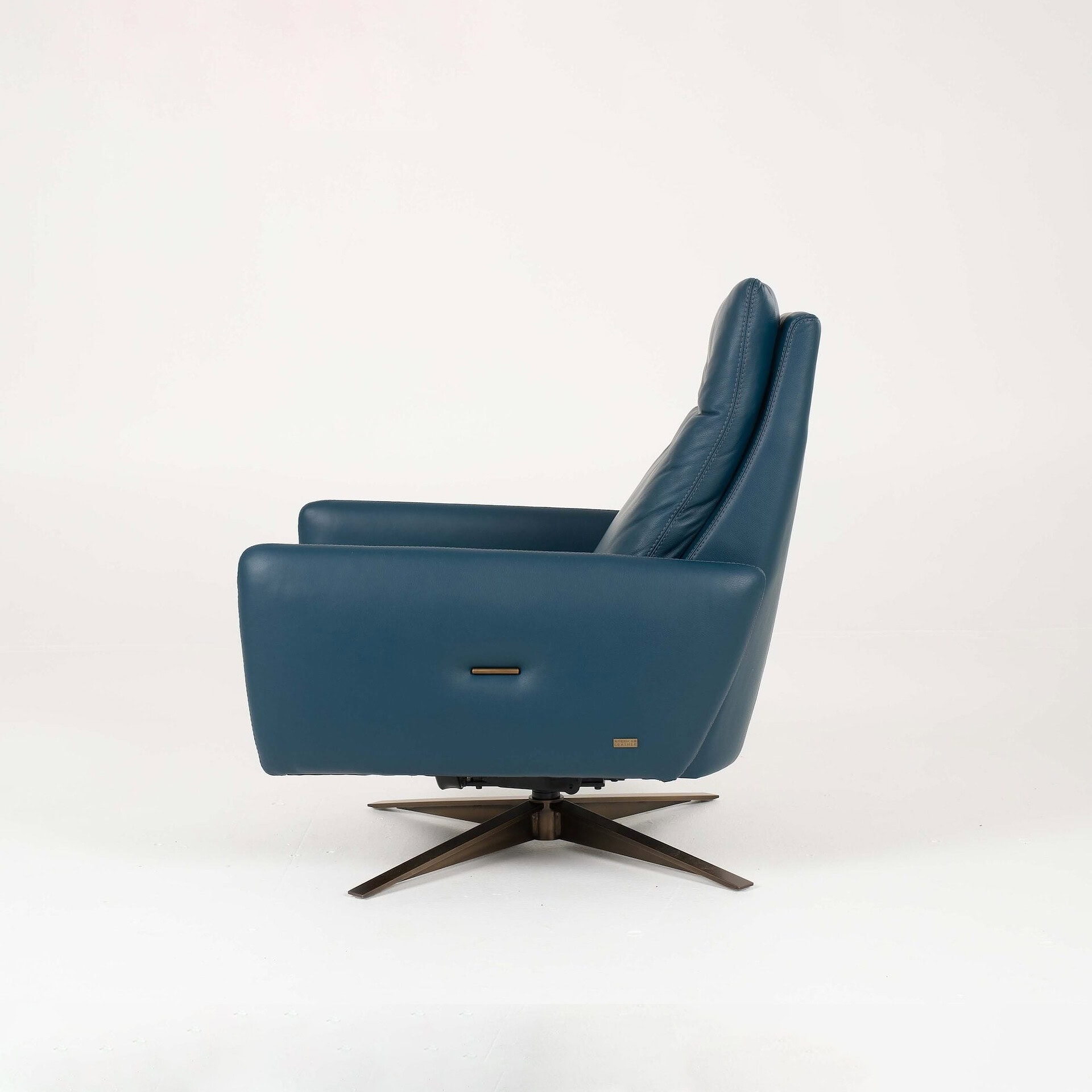 Recliner chair with air massage feature, ergonomic design, and plush blue upholstery for ultimate co.
