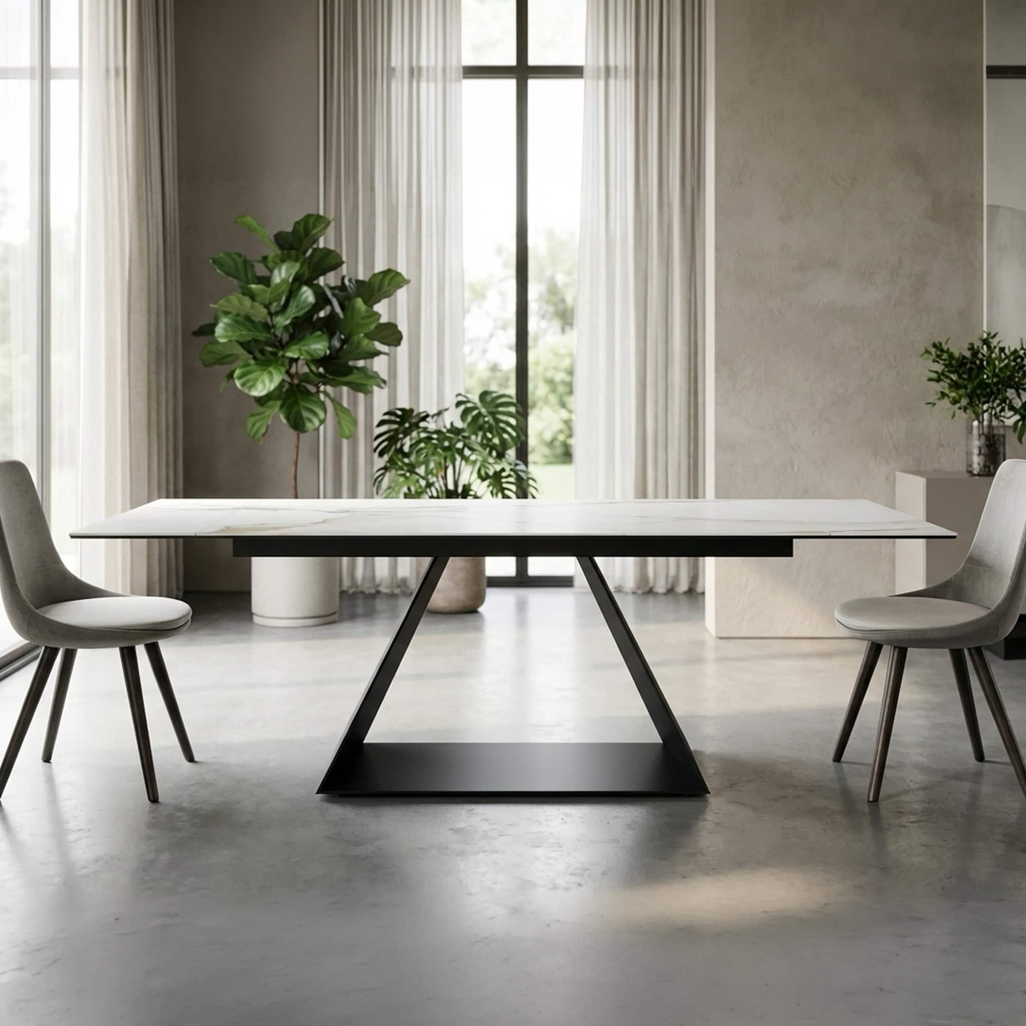 Modern Prism Extension Dining Table with sleek design.