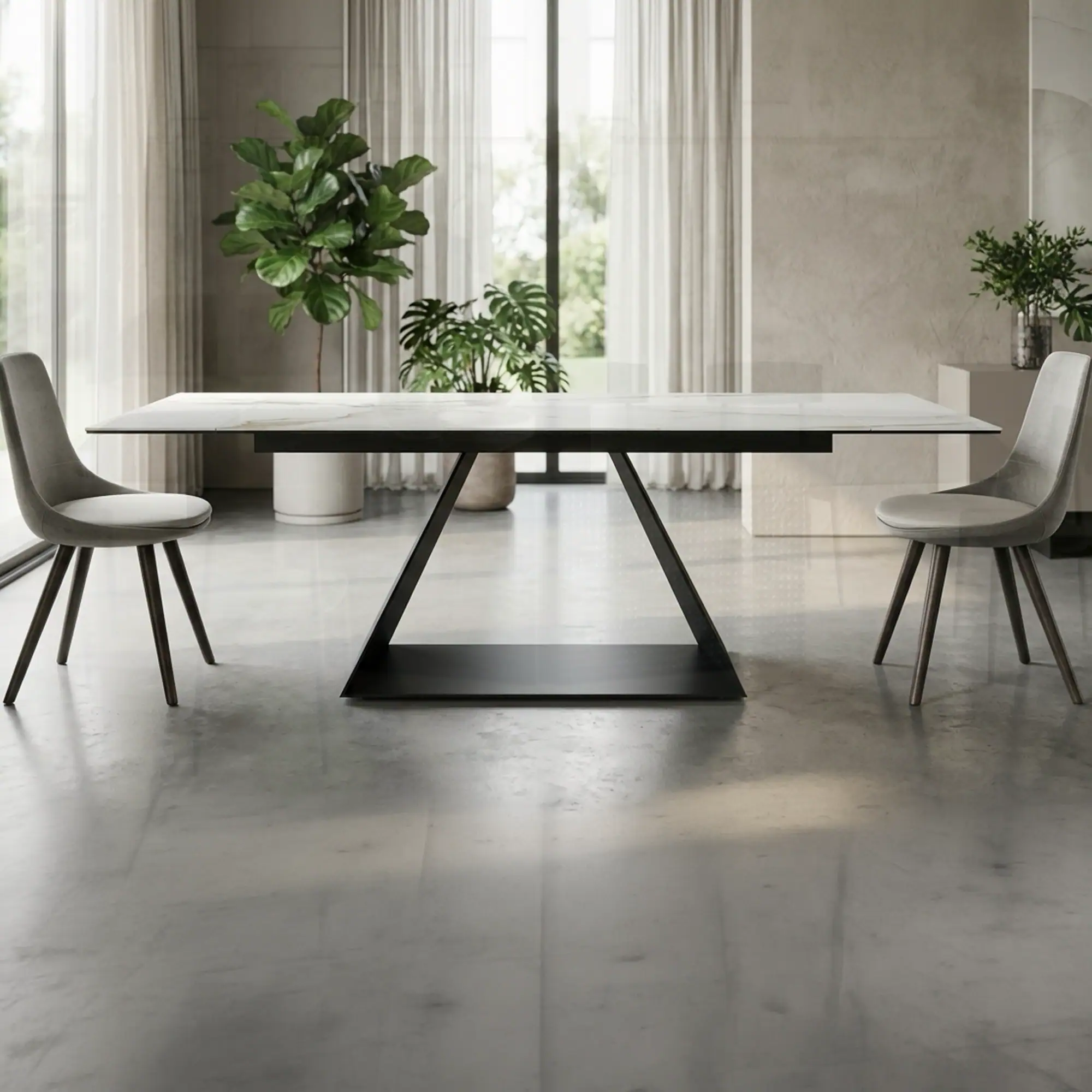 Modern Prism Extension Dining Table with sleek design.