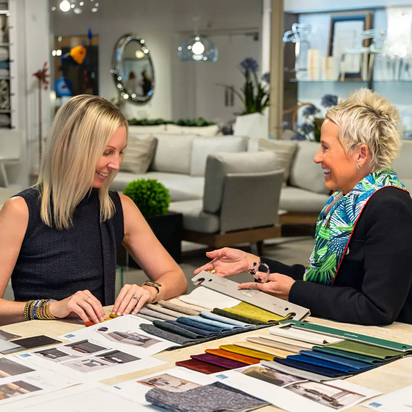Interior design consultation at Sklar Furnishings' design center.