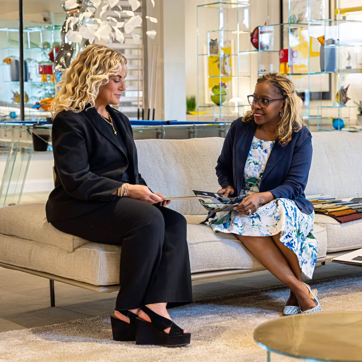 Comfortable modern sofa showcasing Sklar Furnishings' custom upholstery and stylish design.