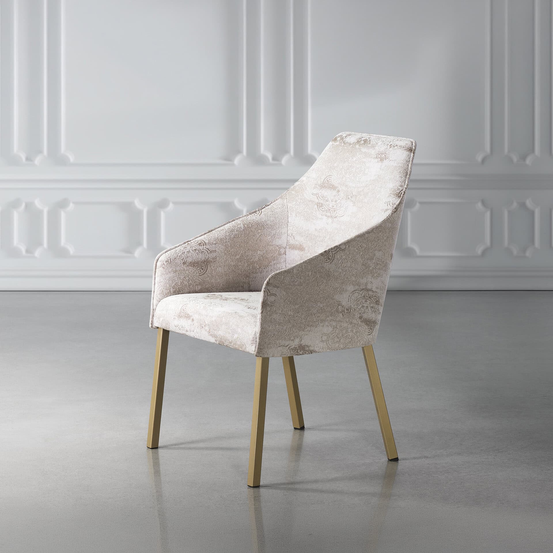 Velvet accent chair with sleek design and gold legs, perfect for contemporary home decor.