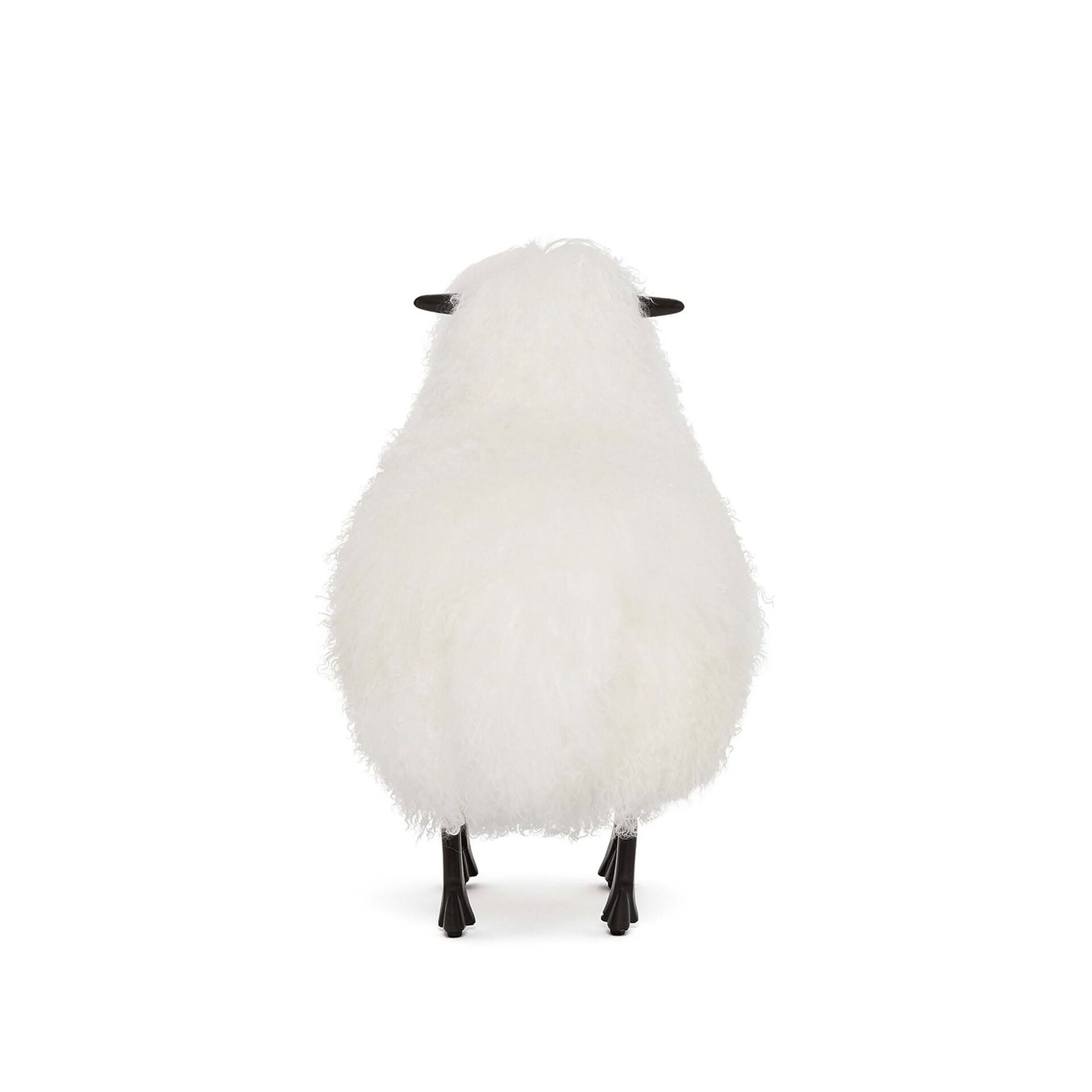 Soft white sheep plush toy with black legs and ears, perfect for home decor or children's room.