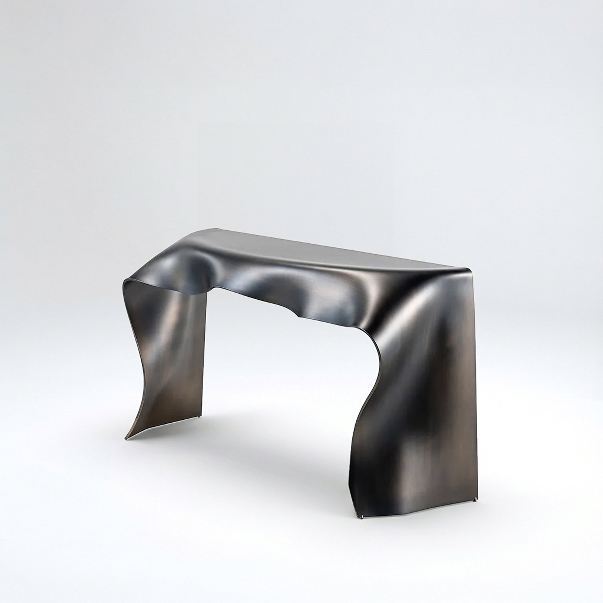 Sleek metallic console table with a contemporary design for modern interiors.