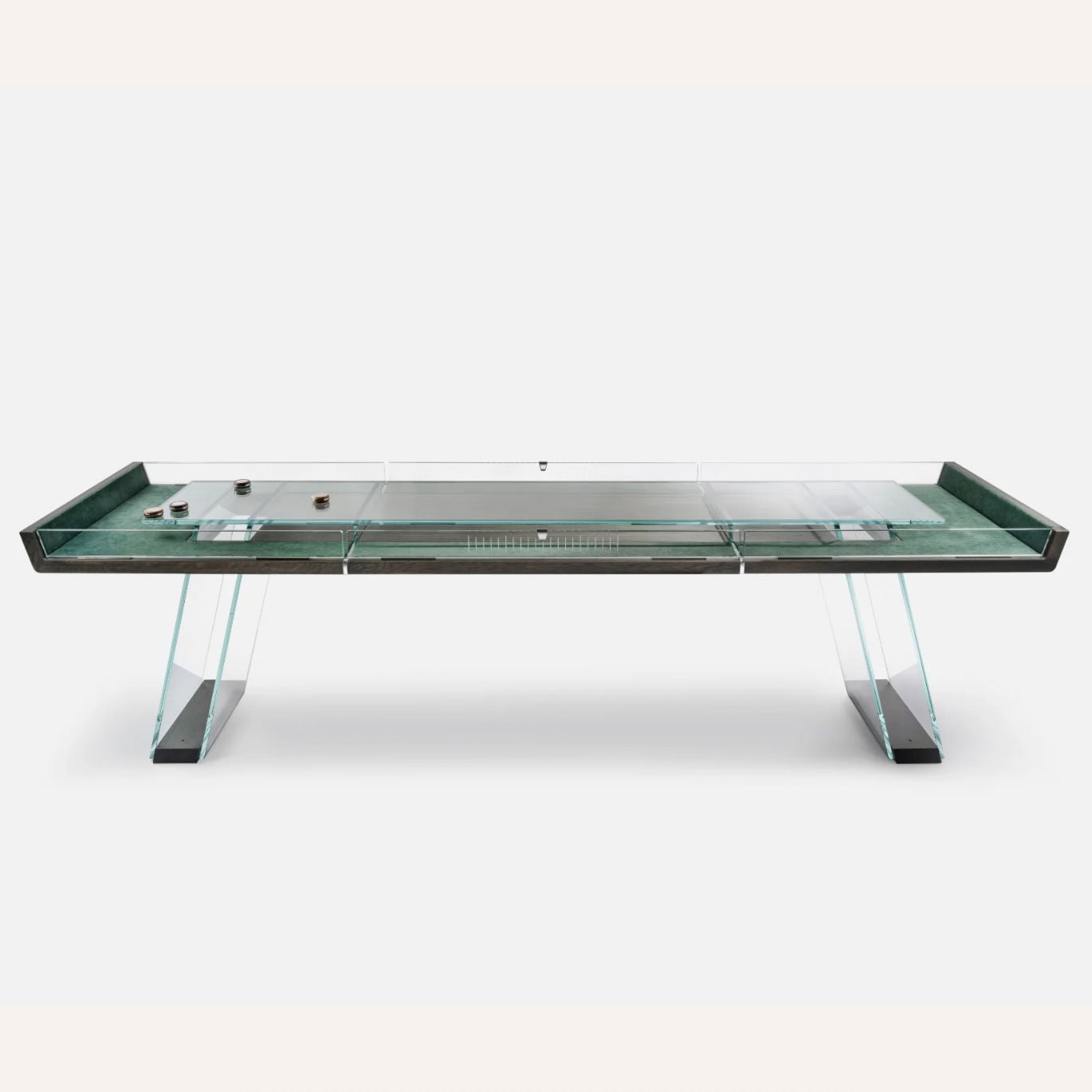 Impatia Redefines Game Tables with their Scivolo Shuffleboard Table - scivolo-shuffleboard-green2