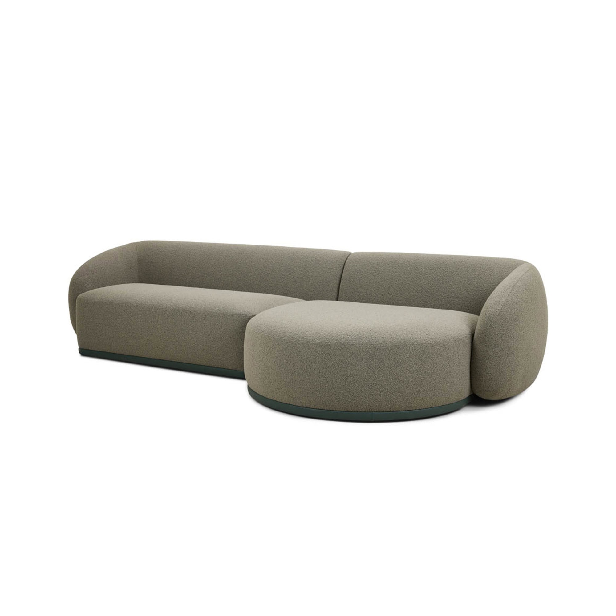 Angled view of the Athlea Sofa showcasing its wide, low-profile silhouette.