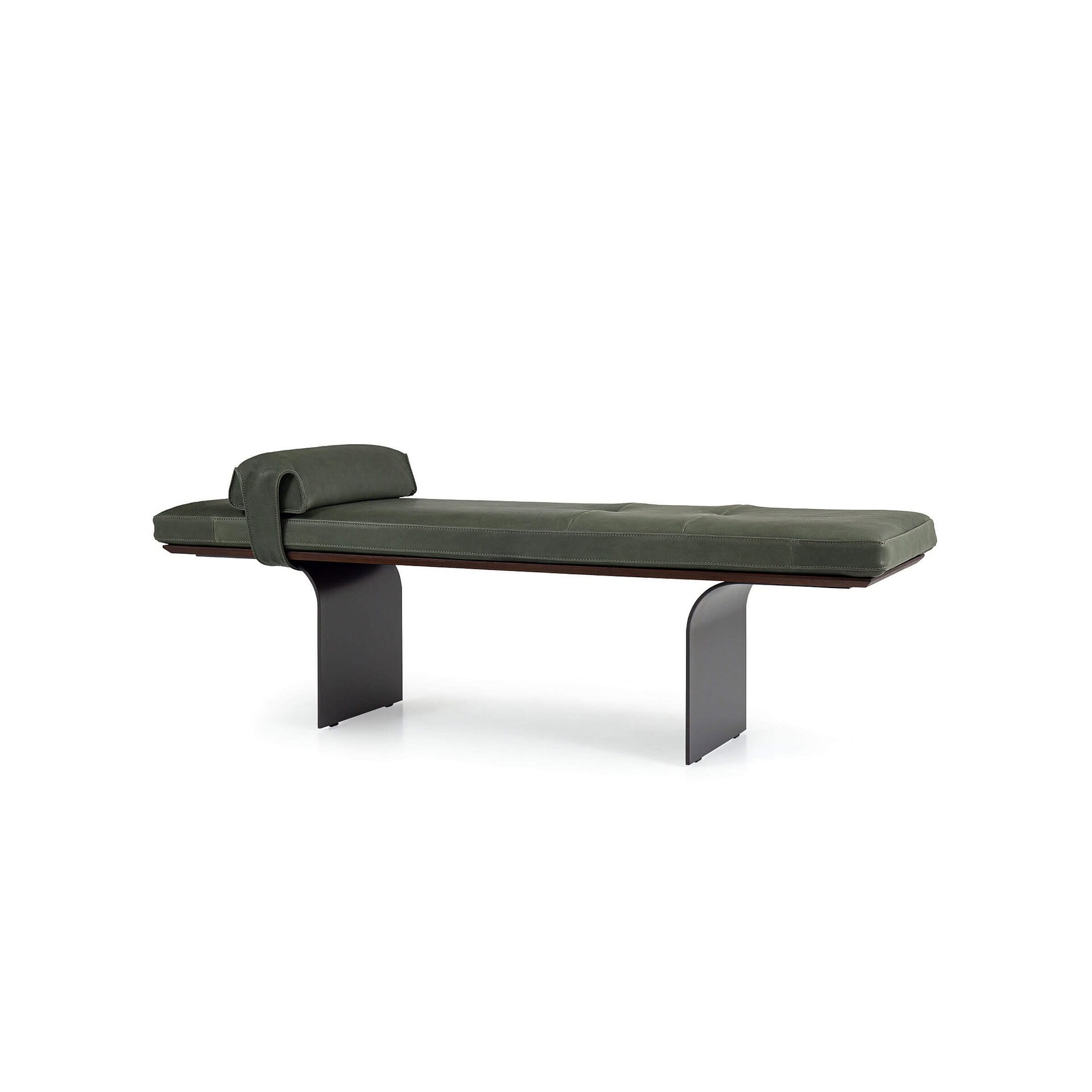 Medical examination table with adjustable headrest and modern design.