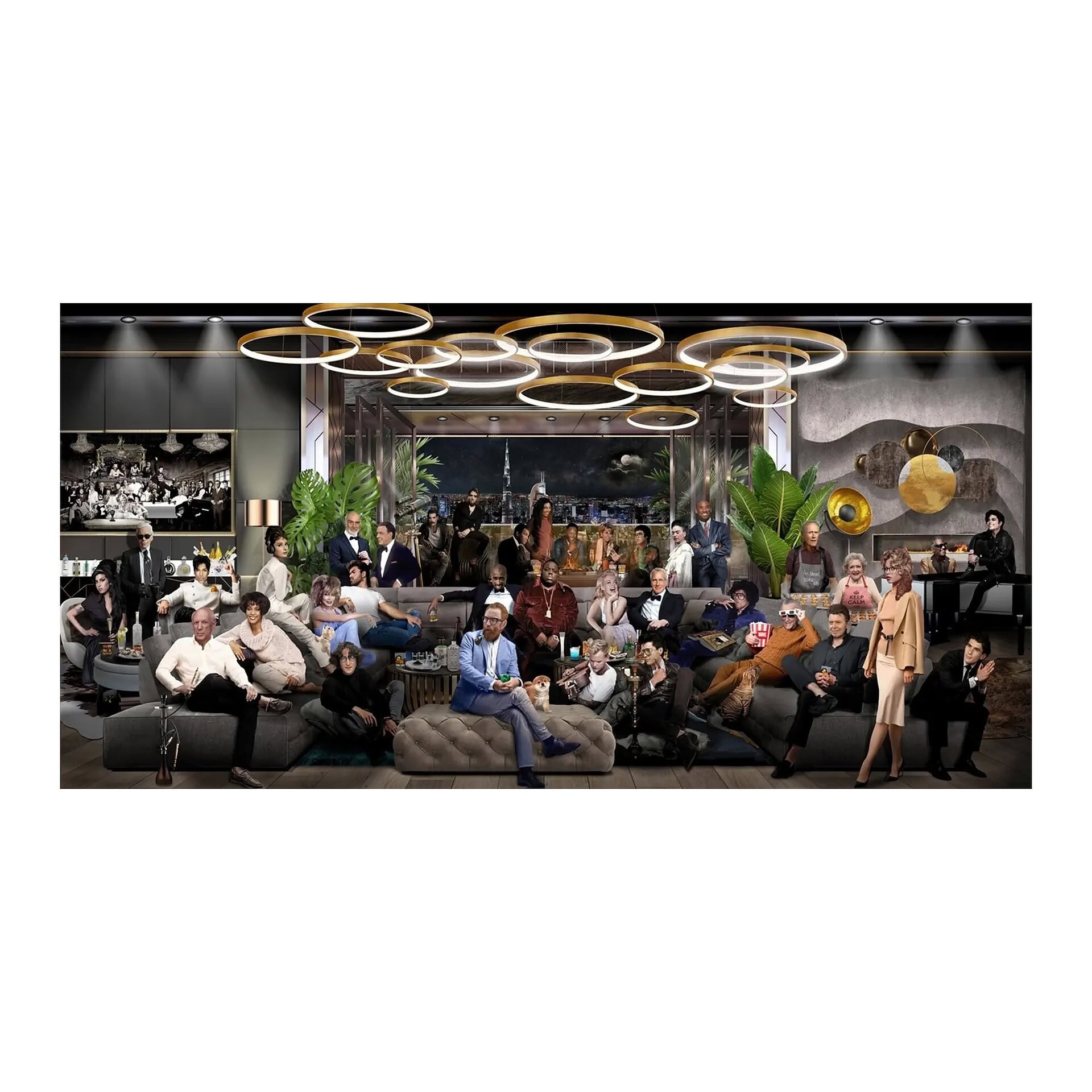 Legacy of GOAT Wall Art by James Chiew featuring legendary cultural icons and musicians, shown on a plain white background.