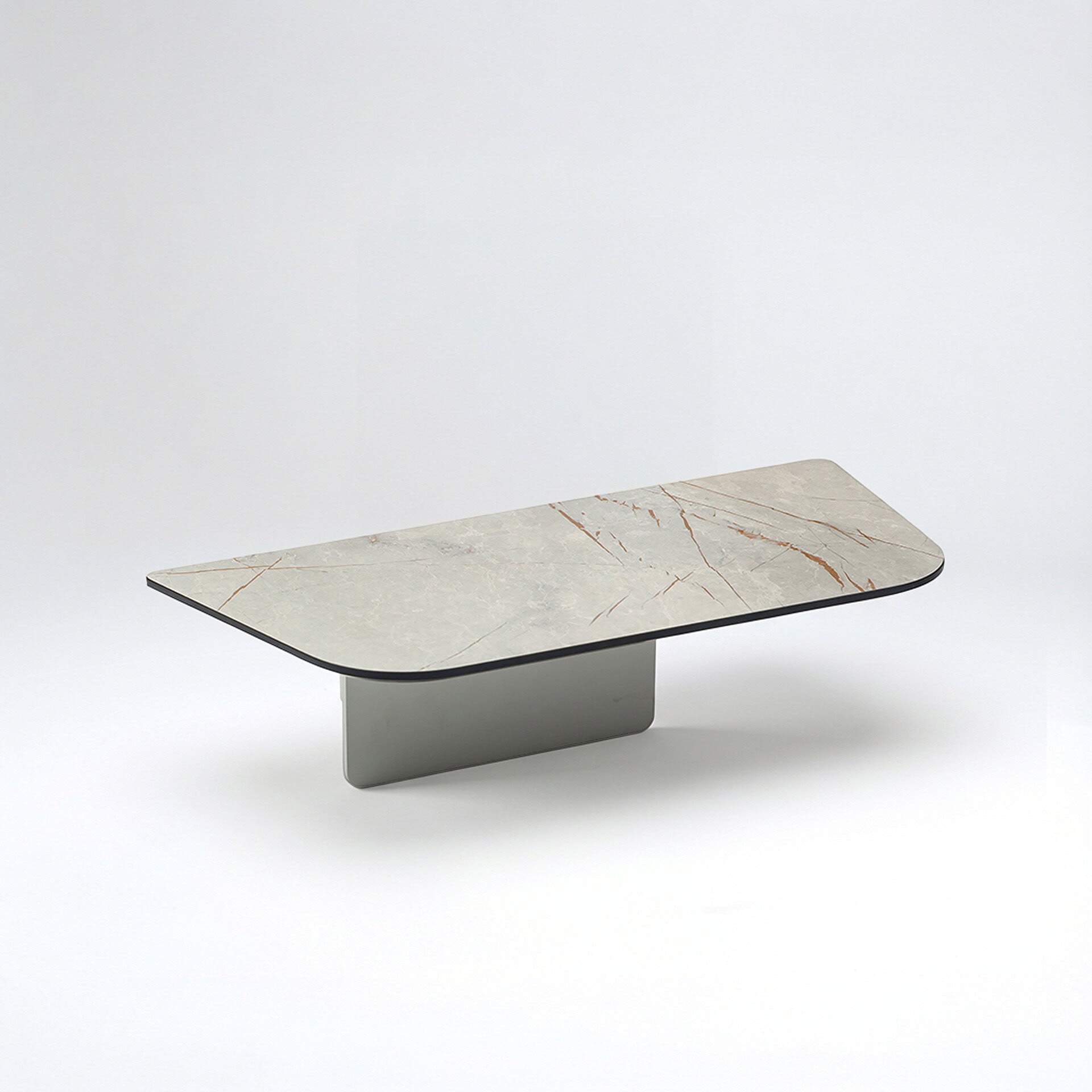 Lounge Side Coffee Table with rectangular top and aluminum base, shown on white background.