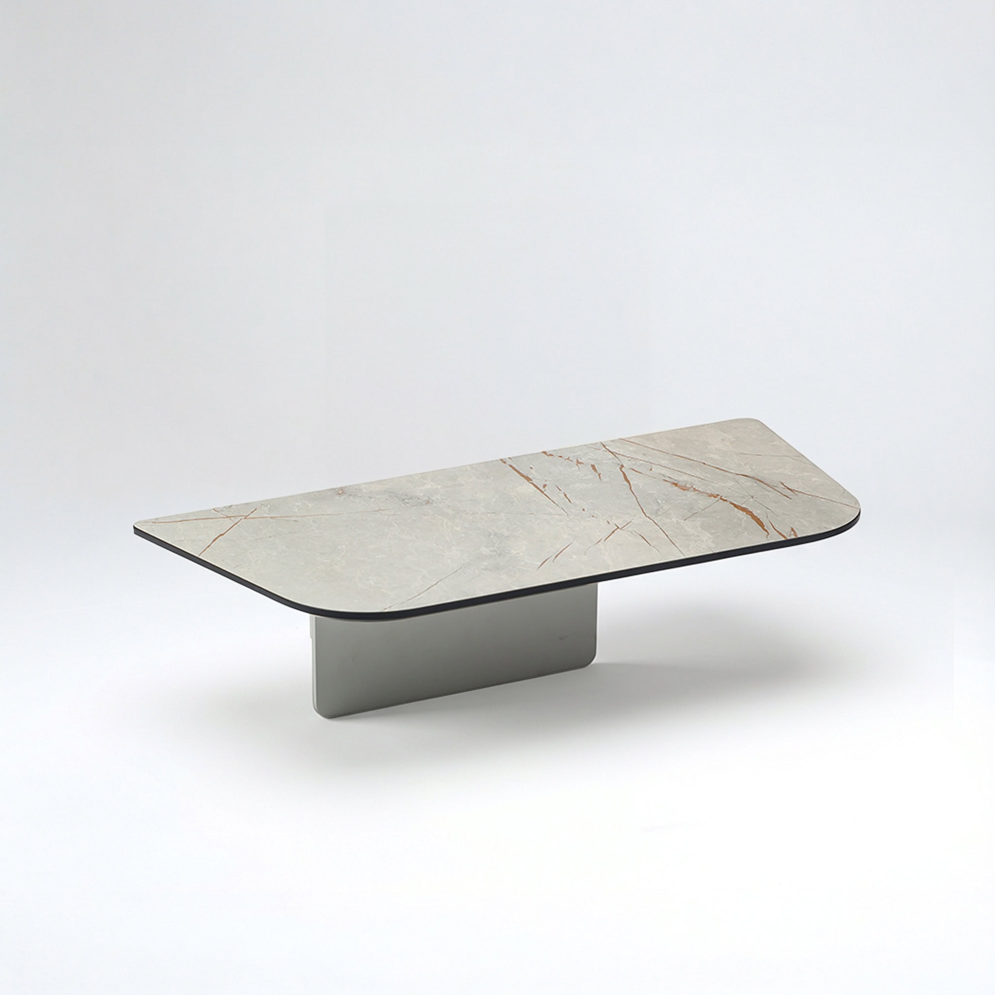 Lounge Side Coffee Table with rectangular top and aluminum base, shown on white background.