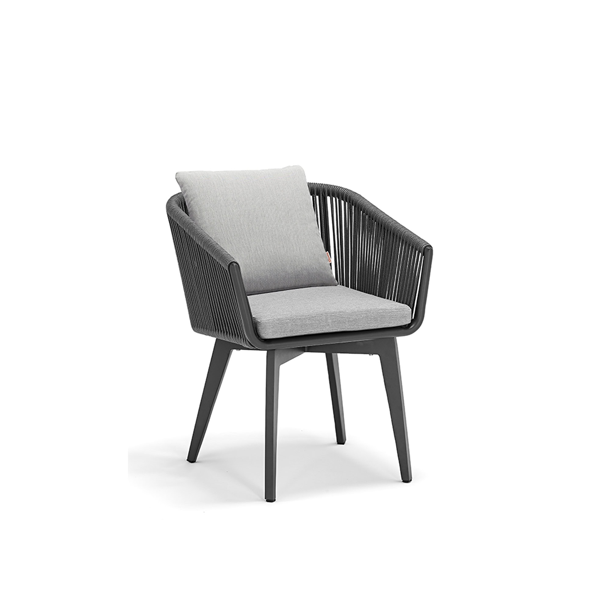 Diva Dining Chair in grey anthracite finish, angled front view