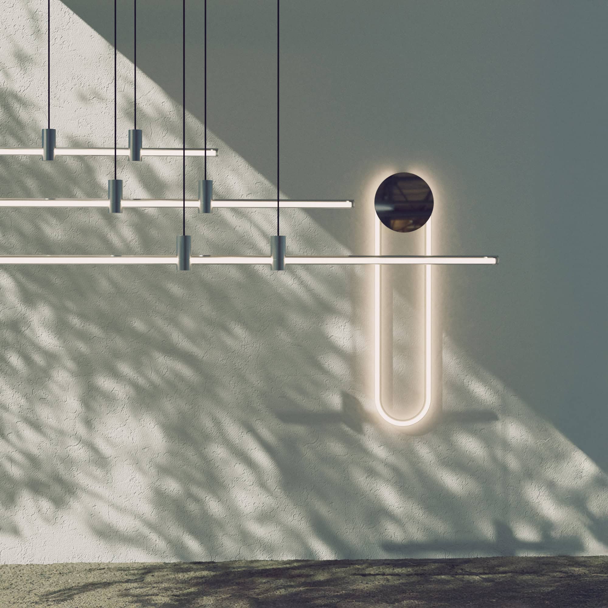 Modern minimalist LED pendant lighting with sleek design.
