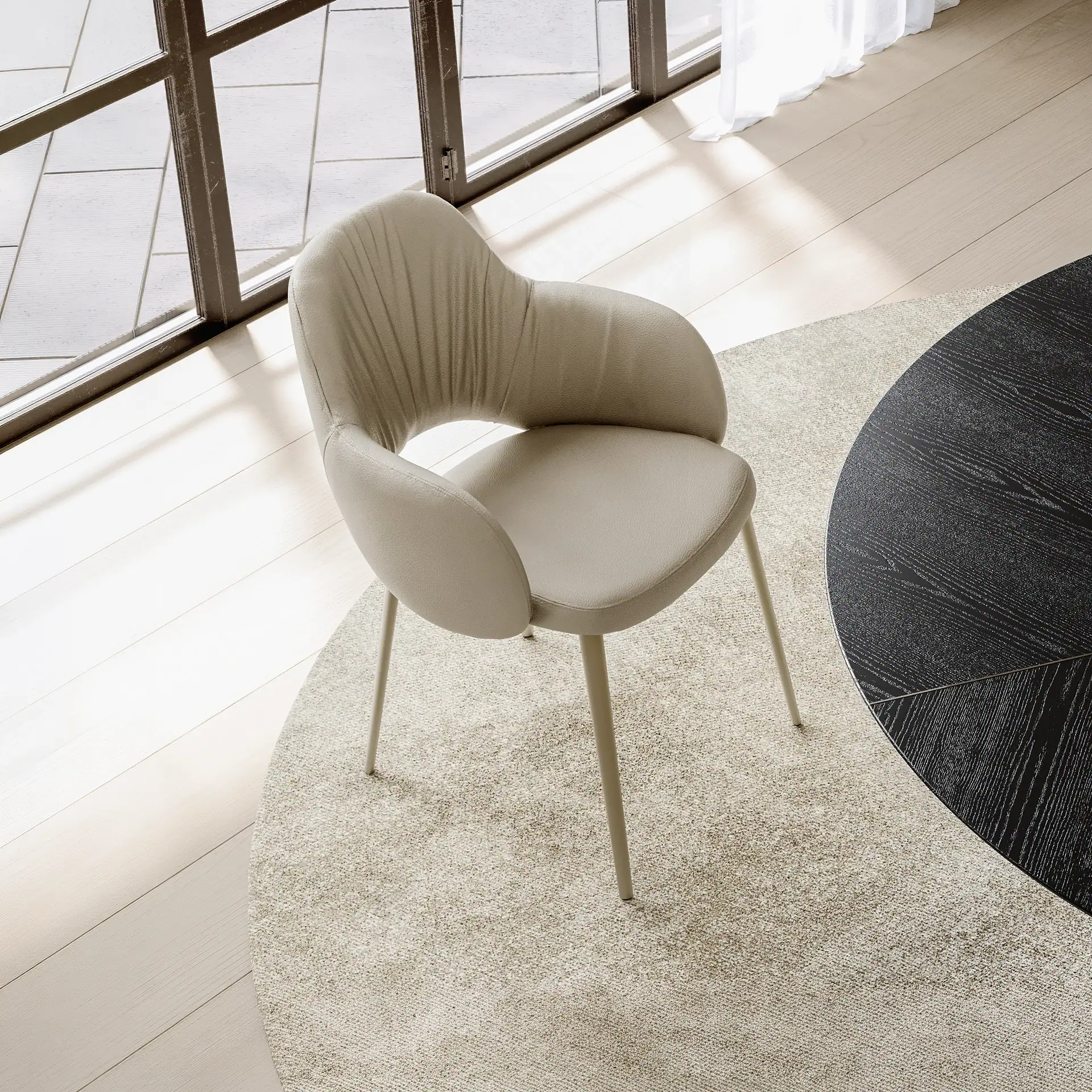 Sklar Furnishings Silhouette Dining Chair in a modern room setting.