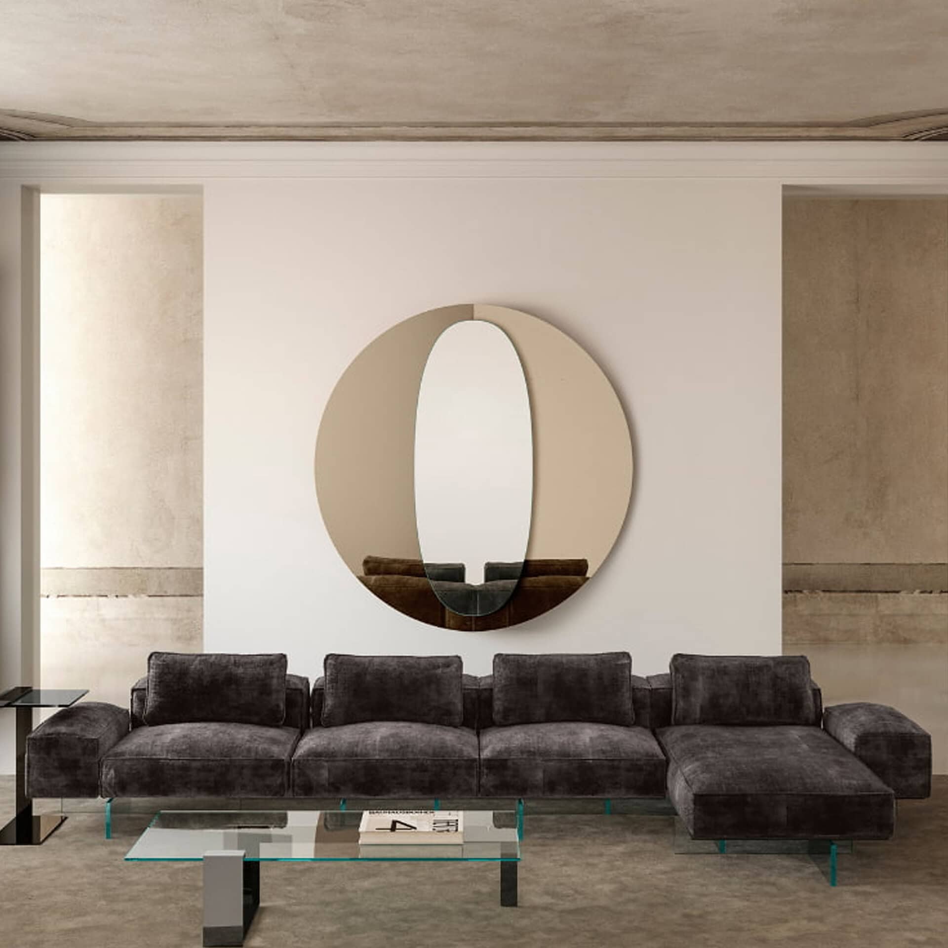 Mirror with circular and oval shapes, perfect for modern interior decor.