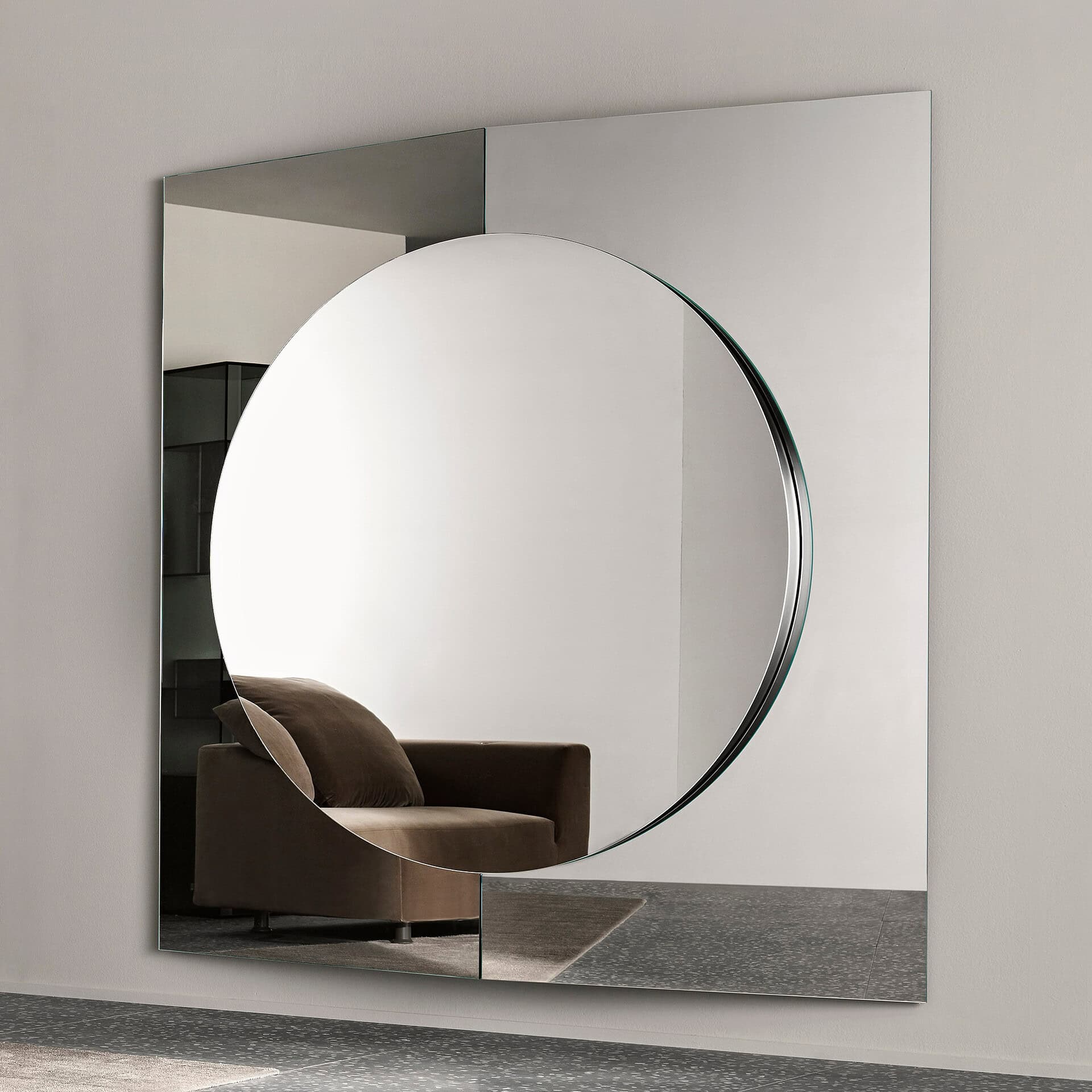Central Mirror with Round Design for Stylish Interiors.