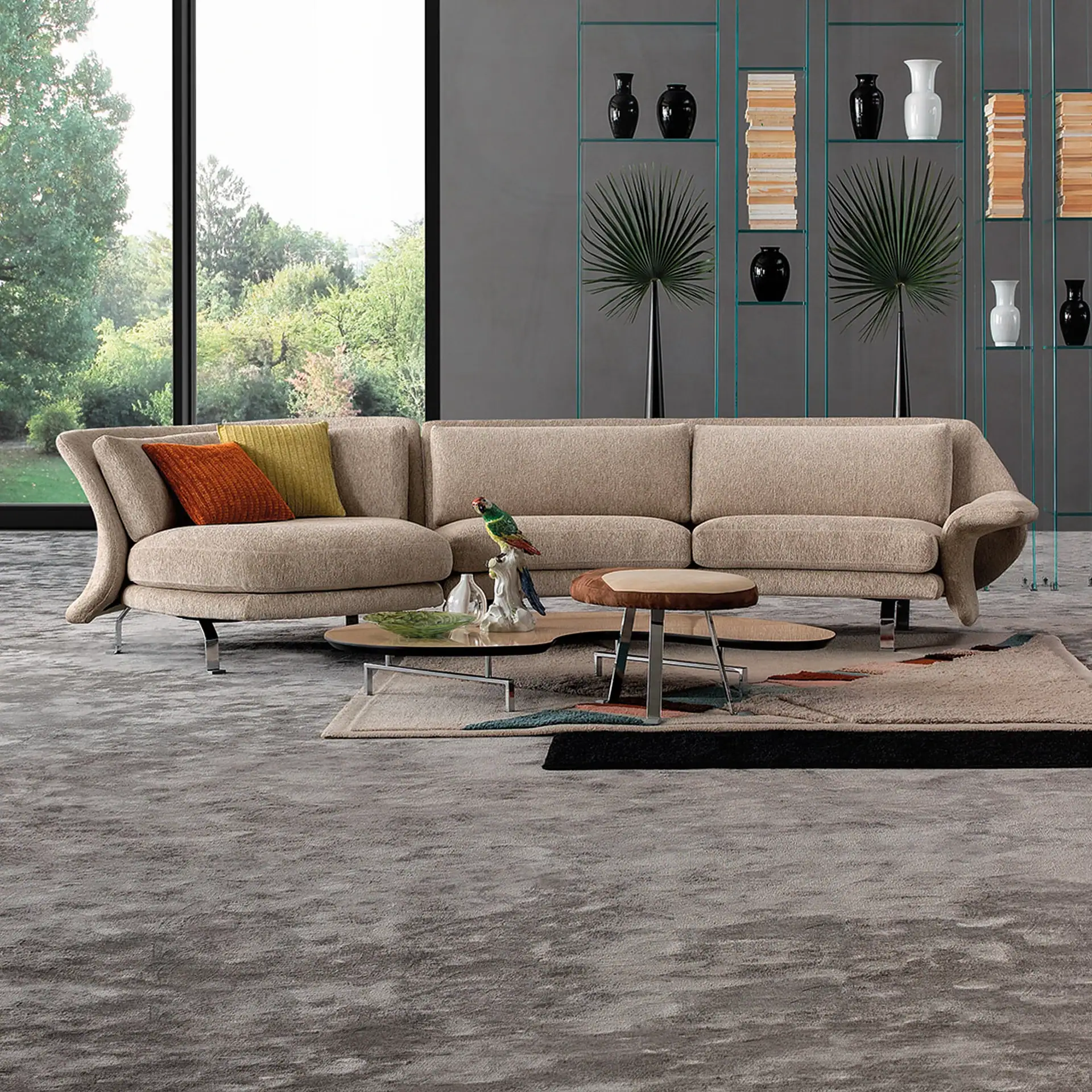 Modern fly curved sectional sofa for stylish living rooms.