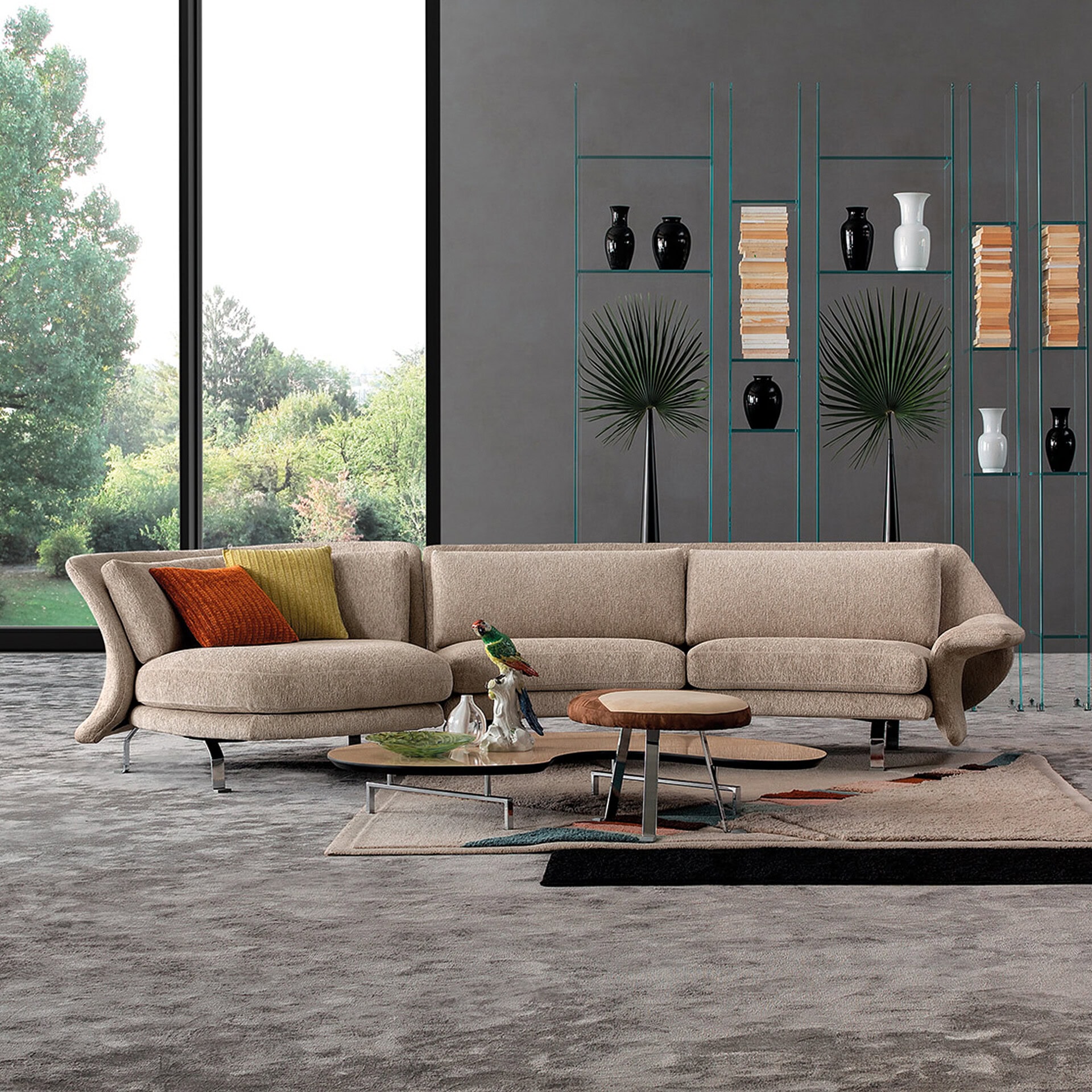 Modern fly curved sectional sofa for stylish living rooms.