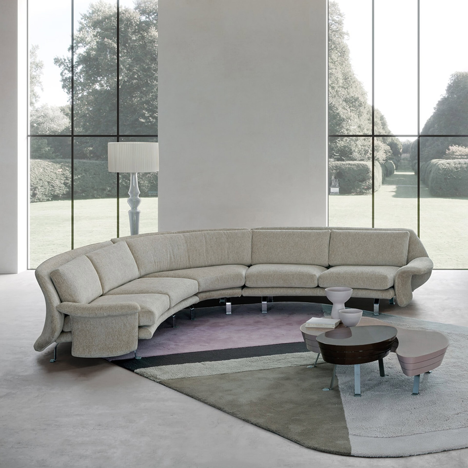Elegant curved sectional sofa for modern living rooms. Customizable, comfortable, and stylish for co.