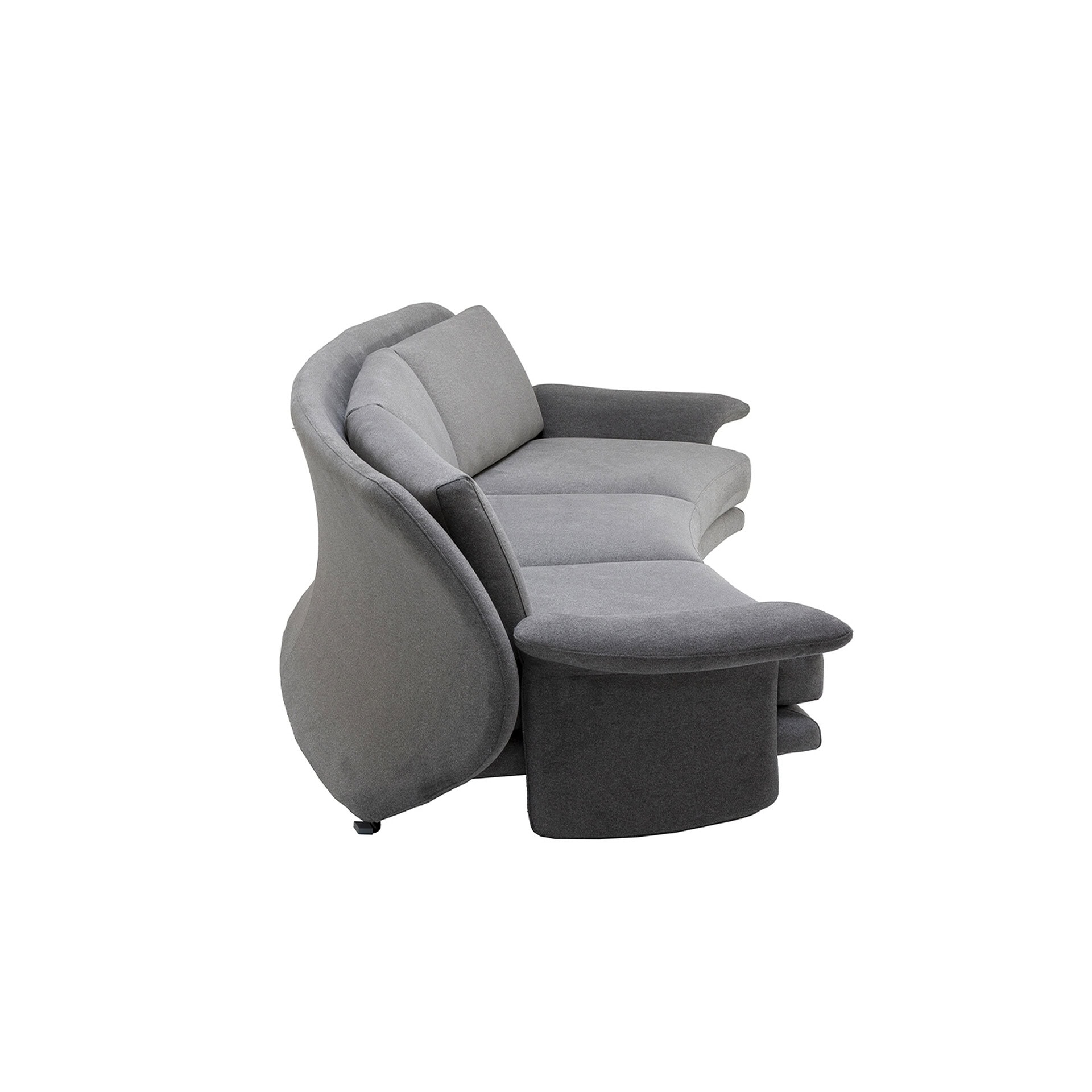 Elegant Fly curved sectional sofa with plush cushions and modern design. Perfect for stylish, comfor.