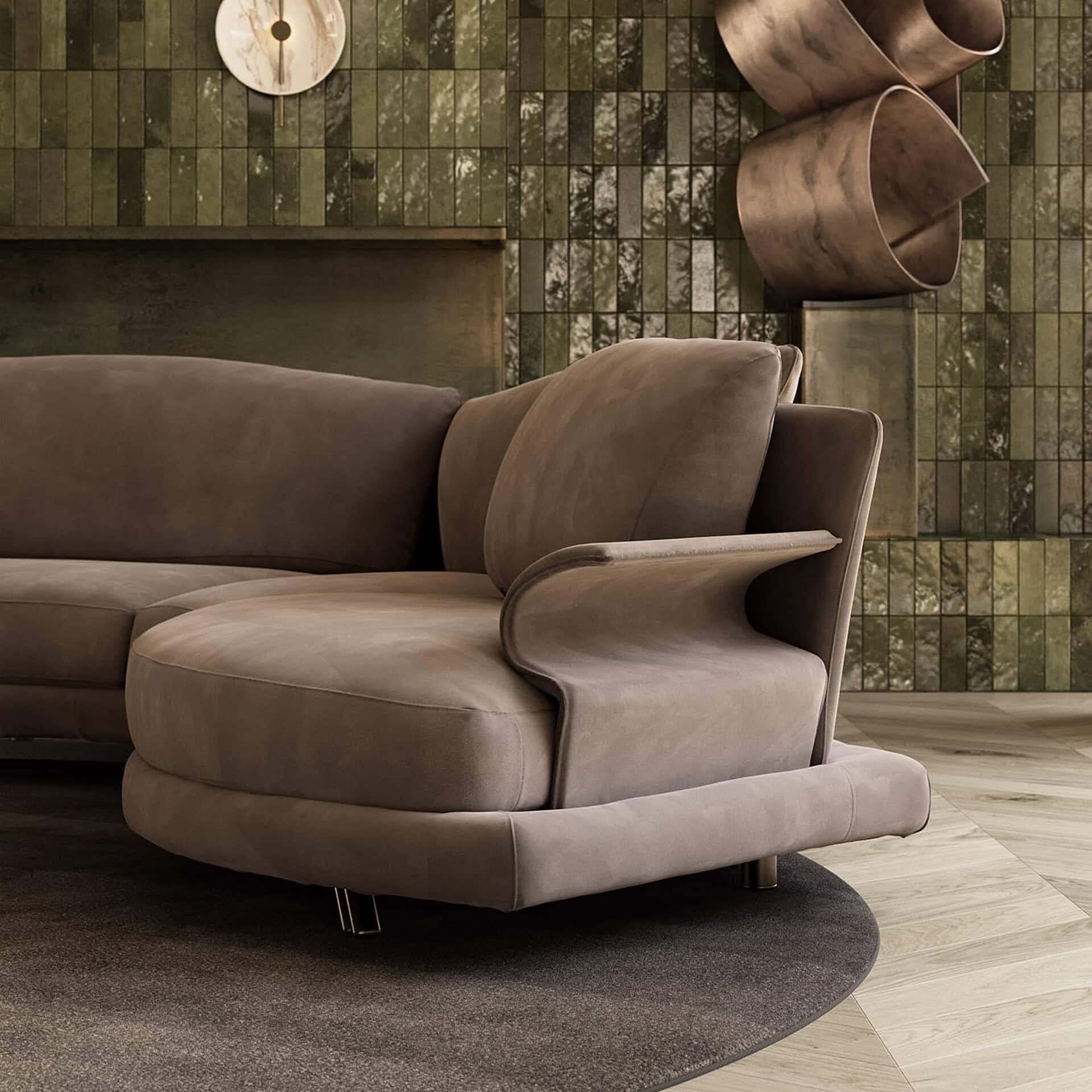 Elegant modern sectional sofa with plush upholstery and sleek design.