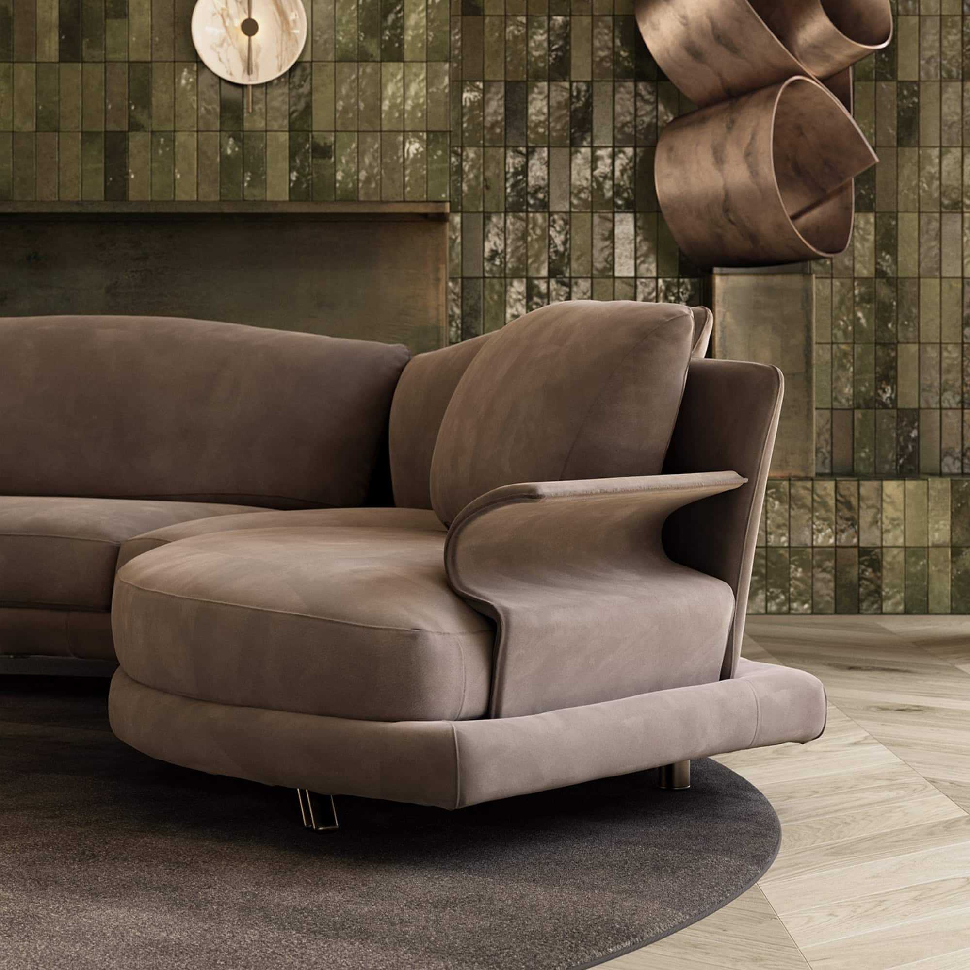 Elegant modern sectional sofa with plush upholstery and sleek design.