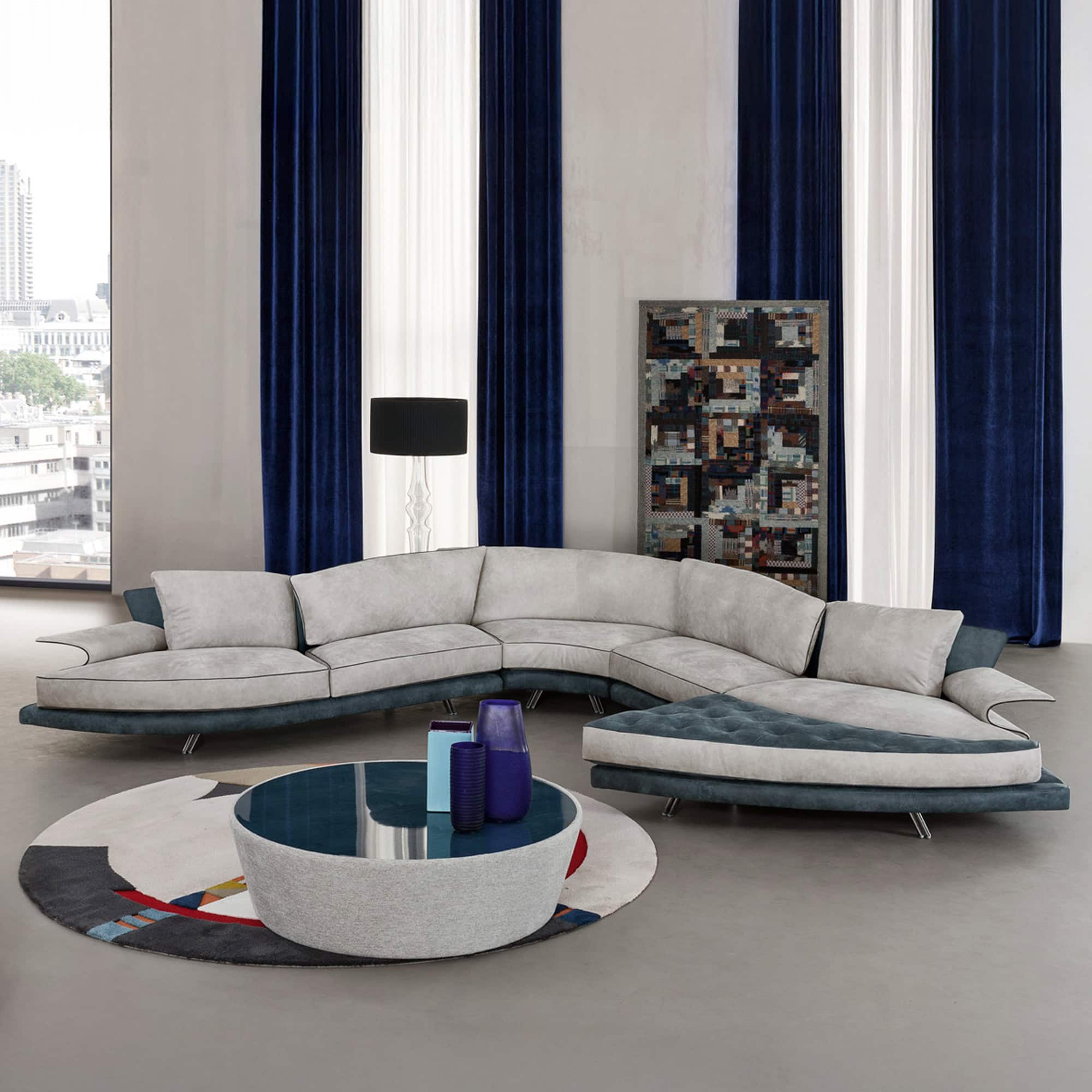 a living room with a couch and a coffee table