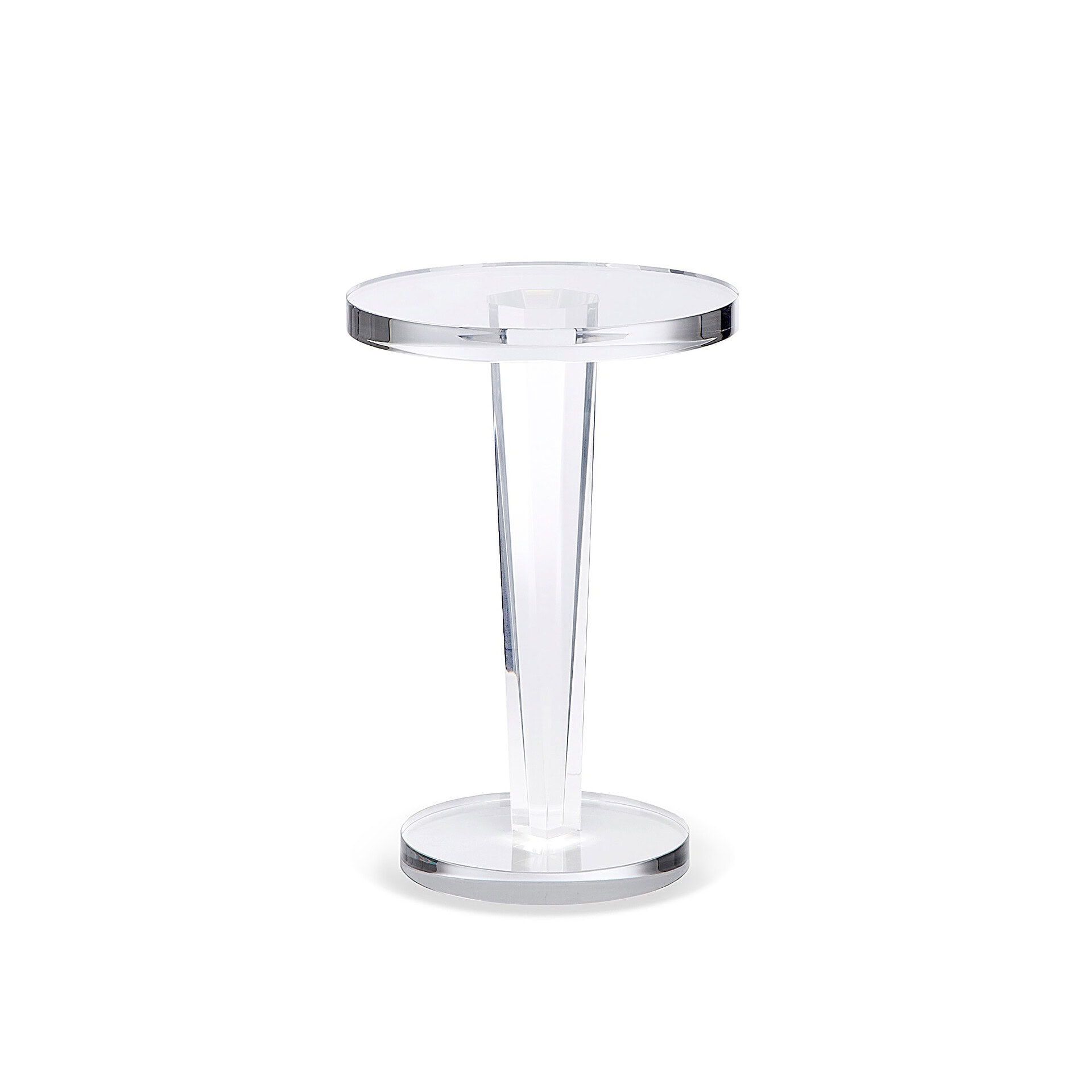 Clear acrylic side table with modern design, perfect for contemporary interiors.
