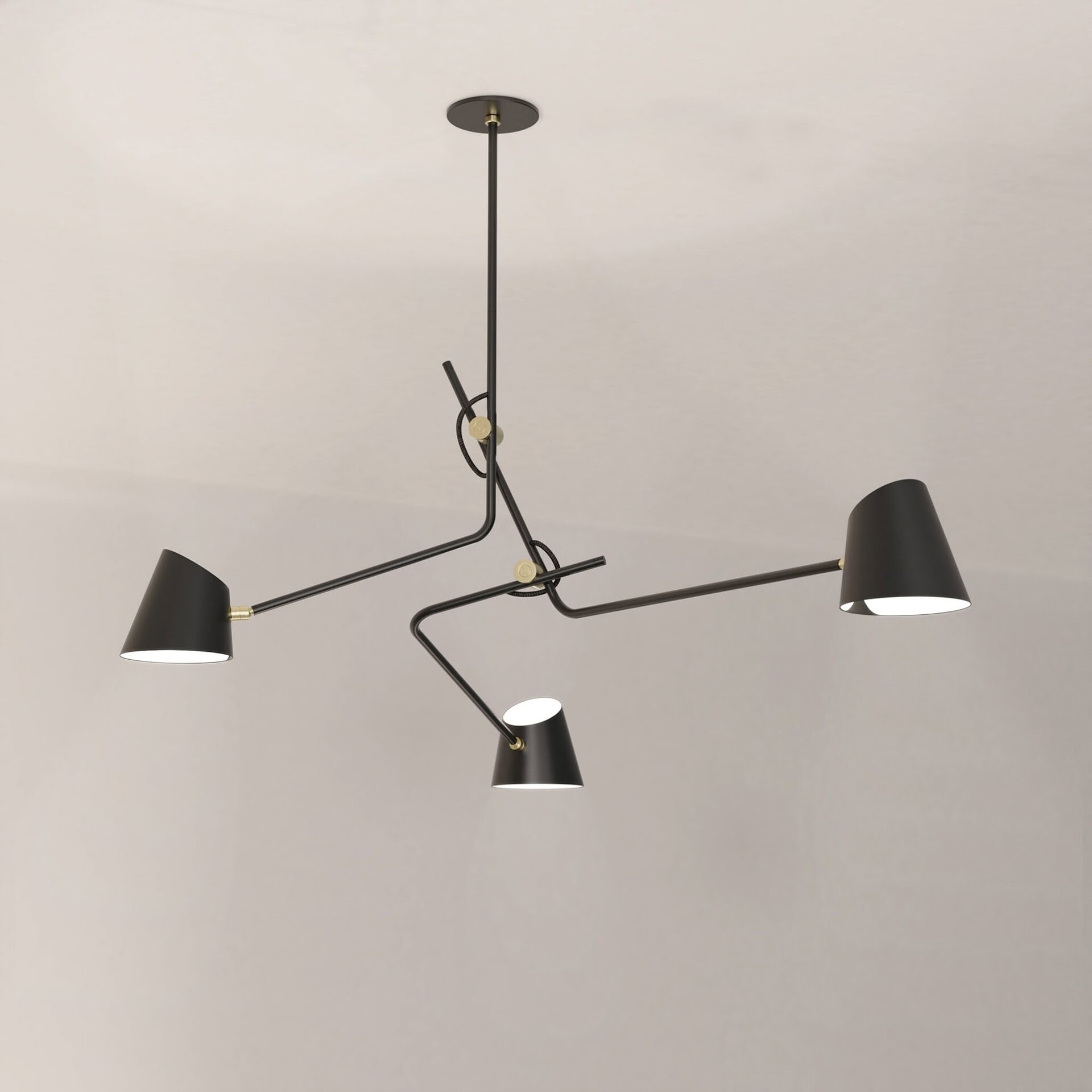 Modern black and gold five-arm ceiling light fixture, stylish and energy-efficient lighting for contemporary homes.