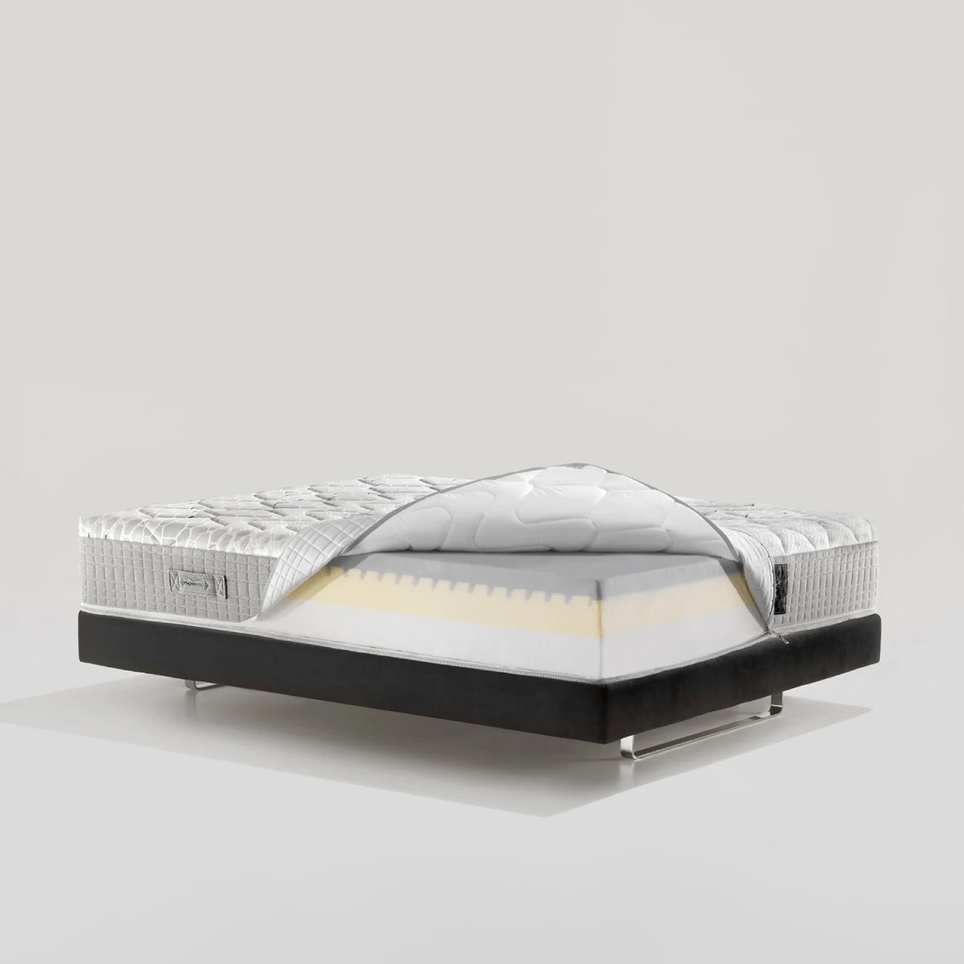 Premium sleep mattress with removable cover and layered foam support.