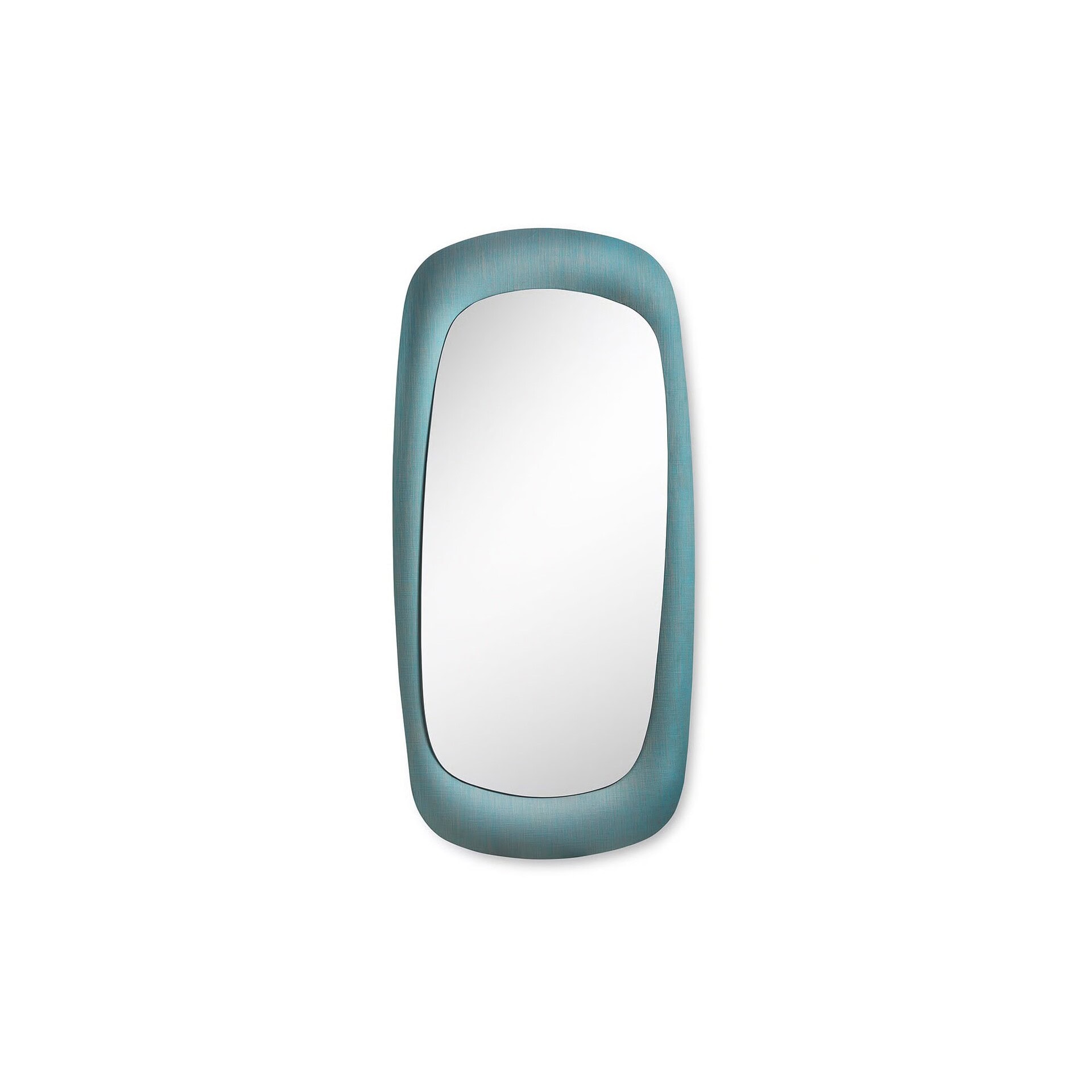Bold Curved Wall Mirror H200 studio shot in a light blue frame finish.