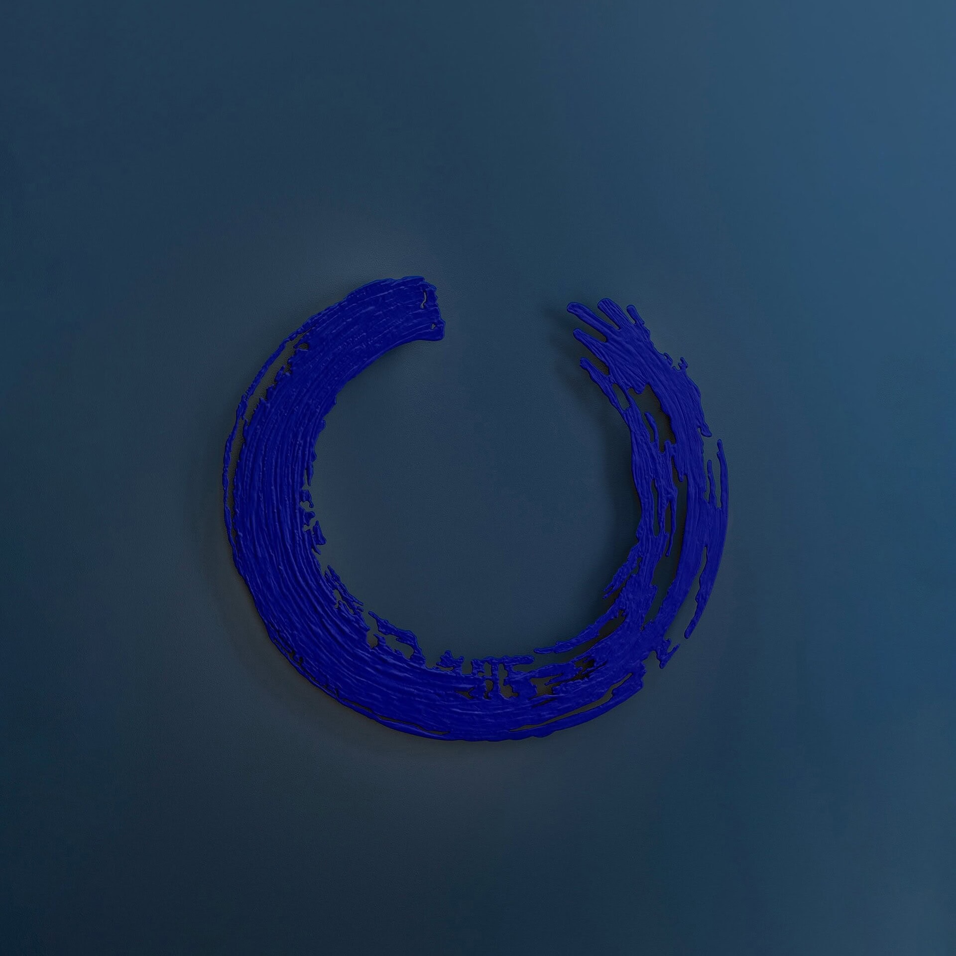 Blue modern wall art sculpture on a dark wall, stylish home decor piece.