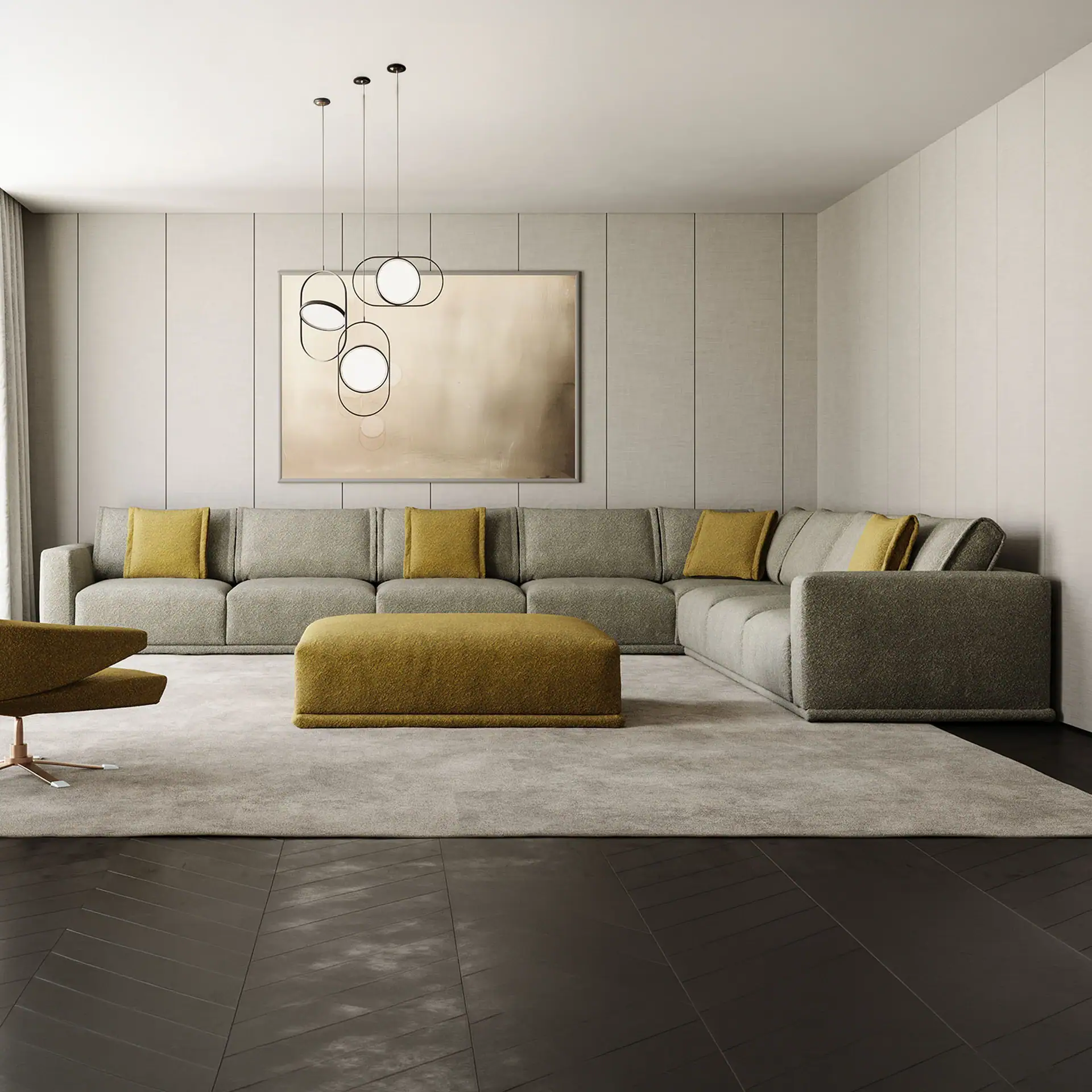 Angolare modular sectional sofa in a contemporary living space.