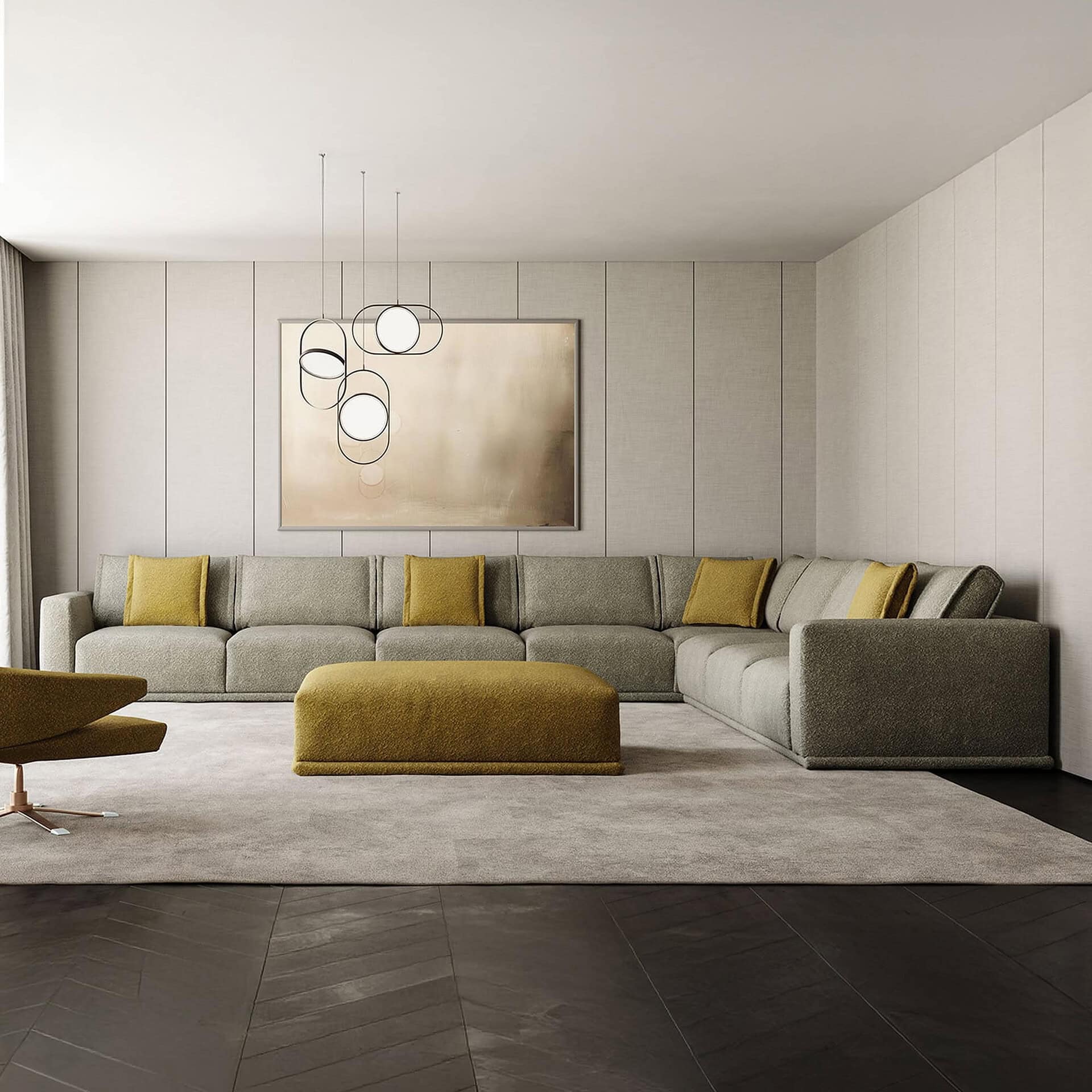 Angolare modular sectional sofa in a contemporary living space.