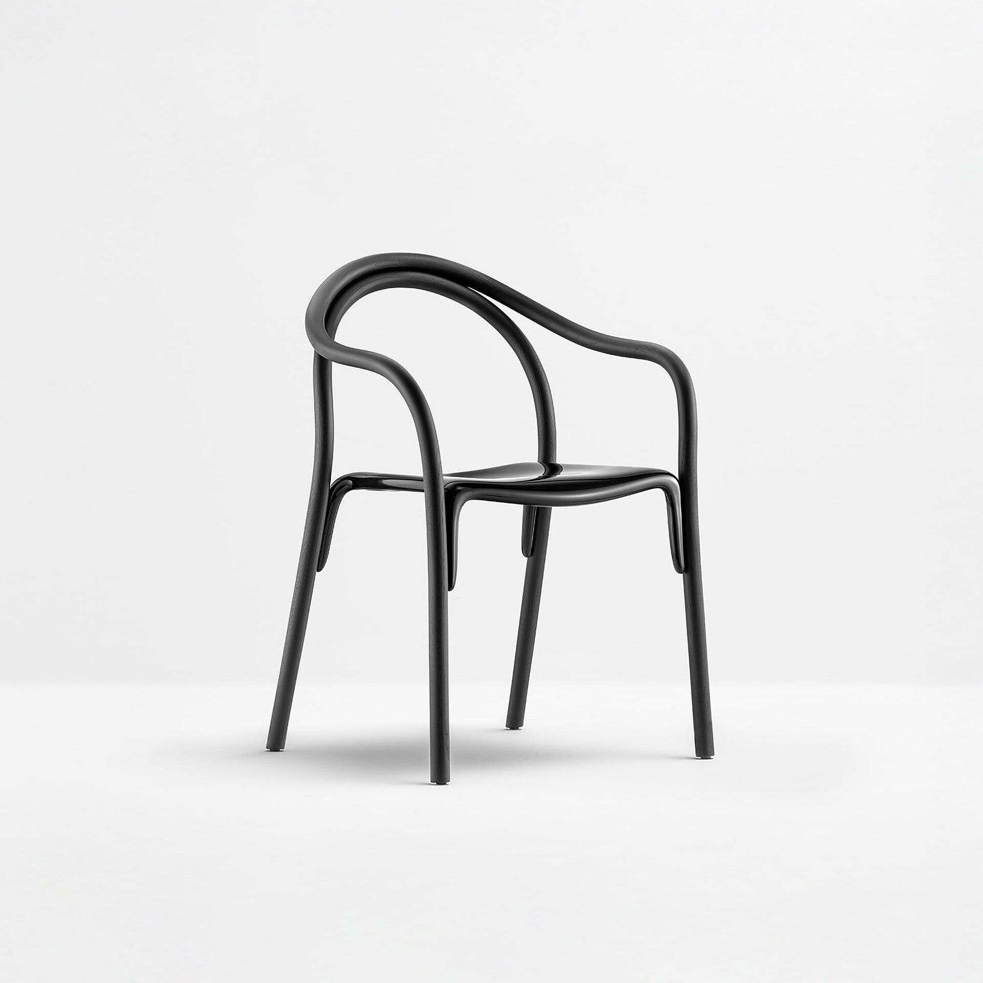Pedrali Soul 3745 Armchair in black ash frame with polycarbonate seat, front angled view