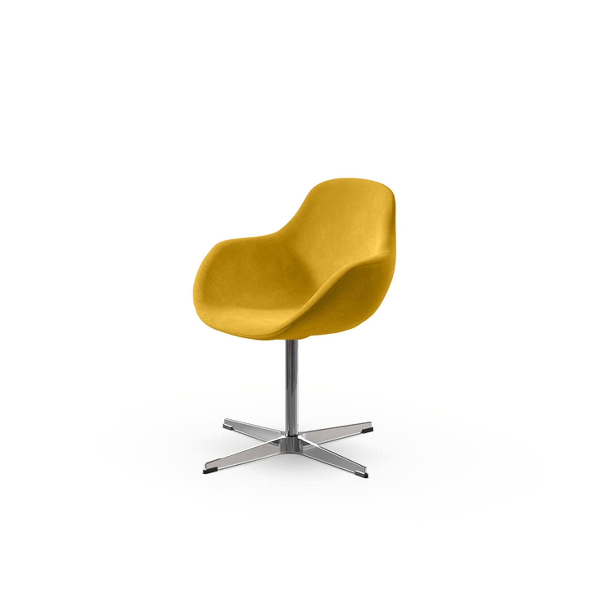 Maya Dining Chair with yellow seat and spider-leg black metal base