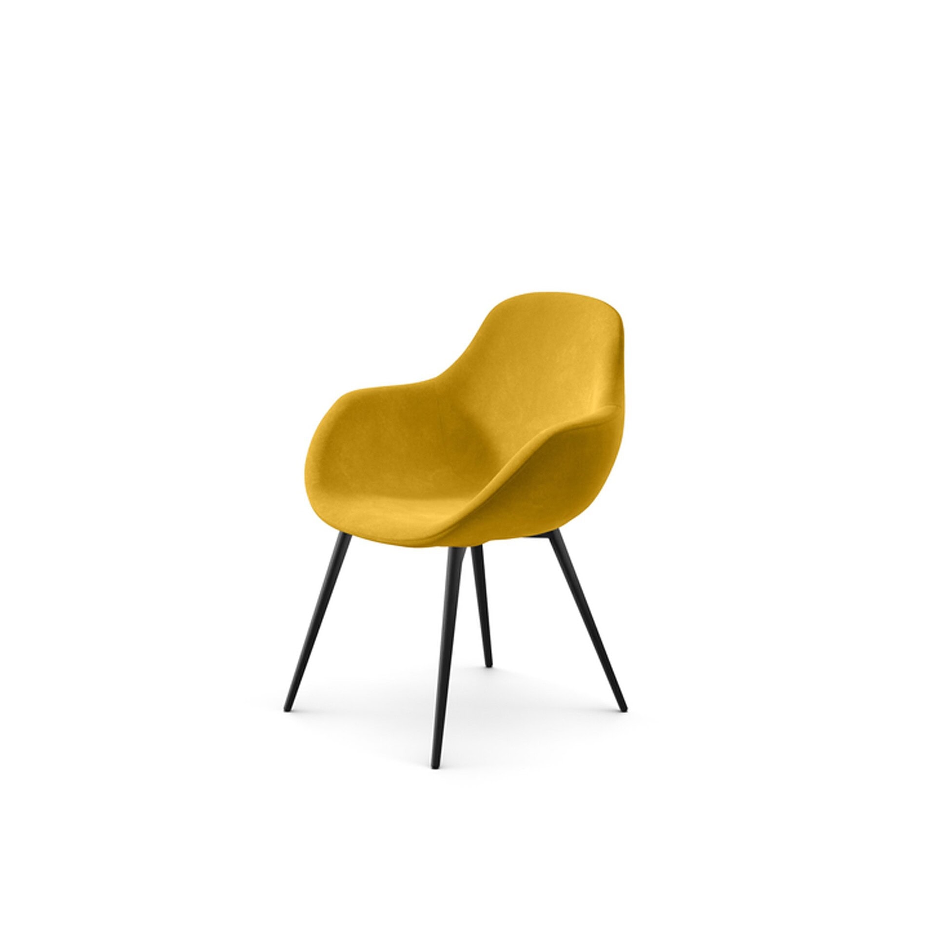 Peressini Maya Dining Chair with yellow upholstered seat and slim black legs