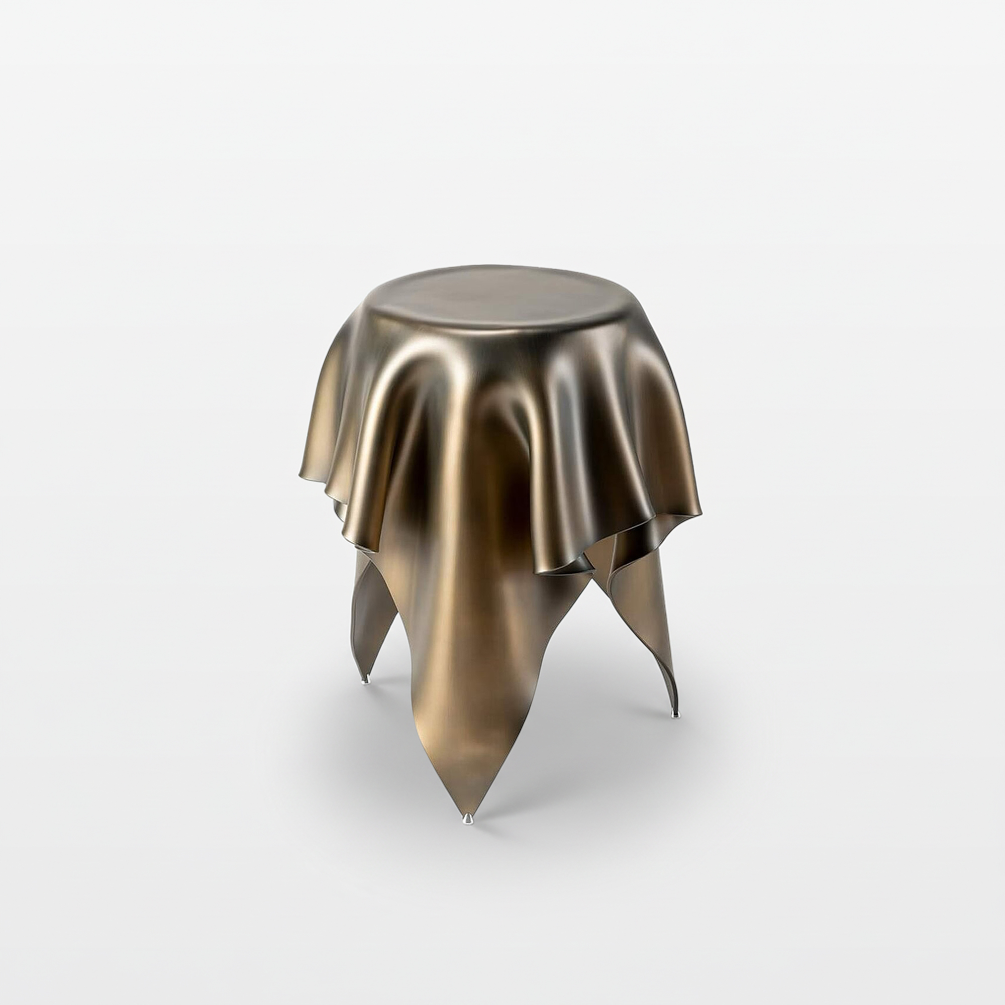 Foulard 60 End Table in etched bronze glass with sculptural draped design.