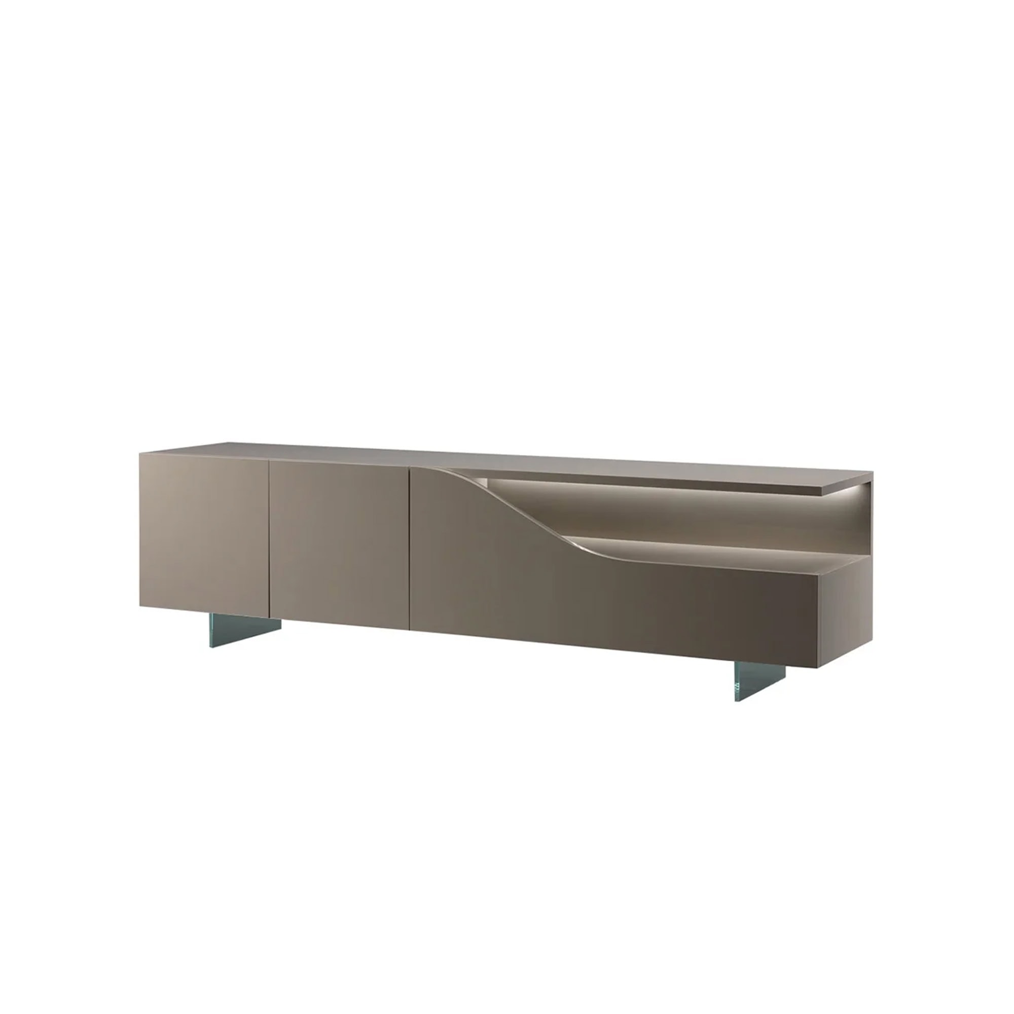 Front view of the Segno Buffet in a neutral lacquered finish, showing its clean modern lines.