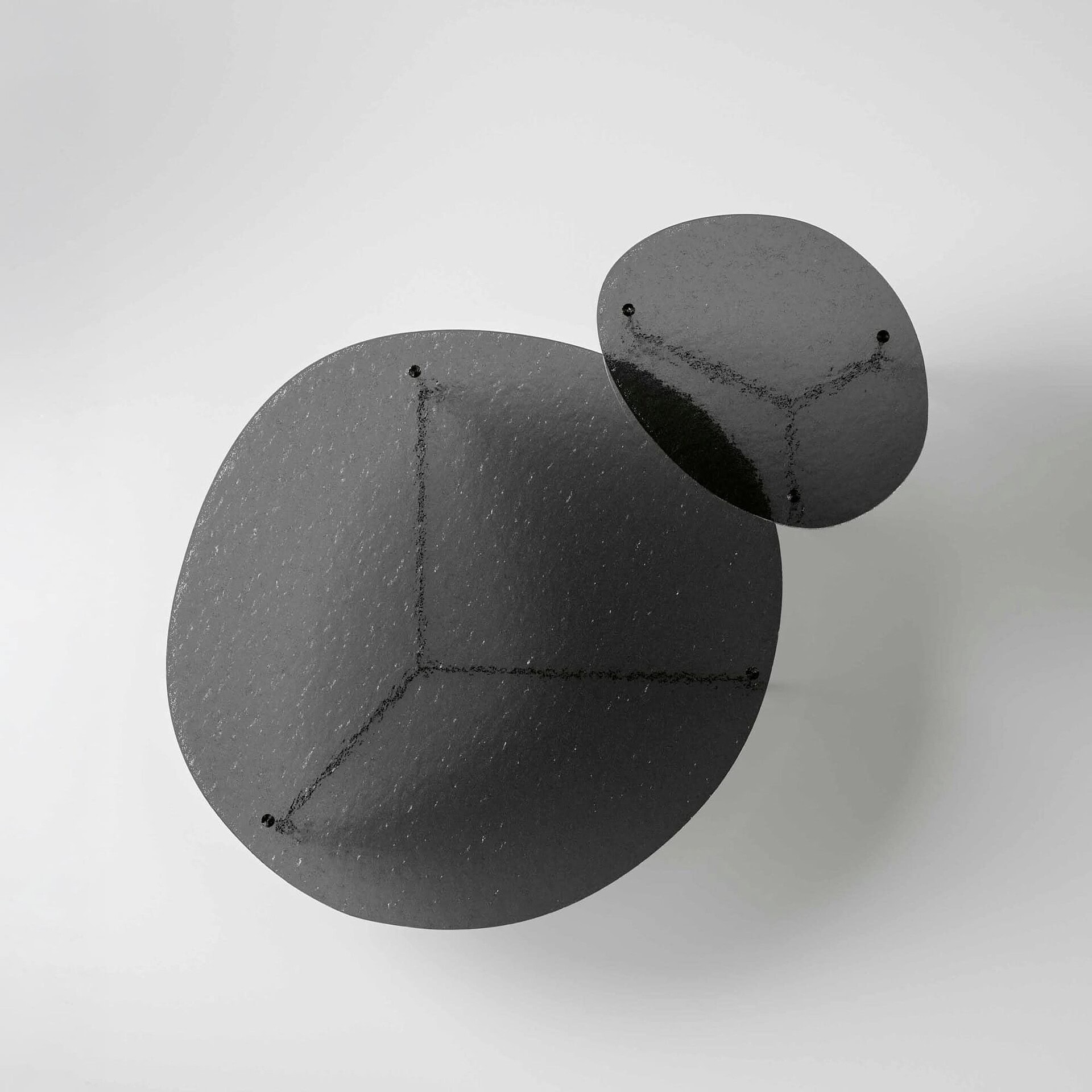 Round black side tables set, modern minimalist design for home decor.