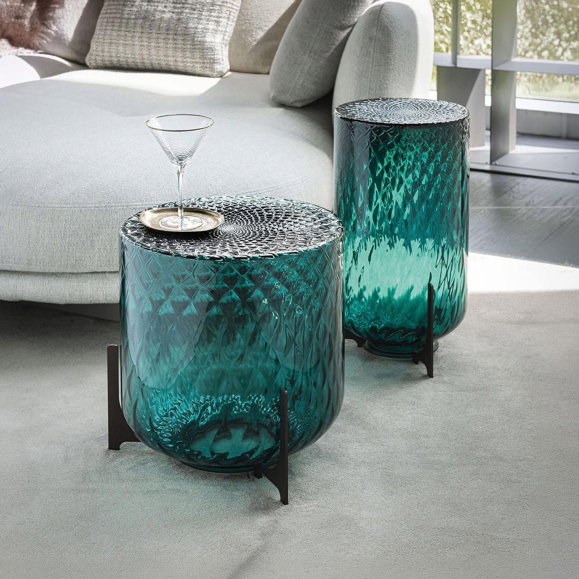 Glass Coffee Table with Unique Textured Design.