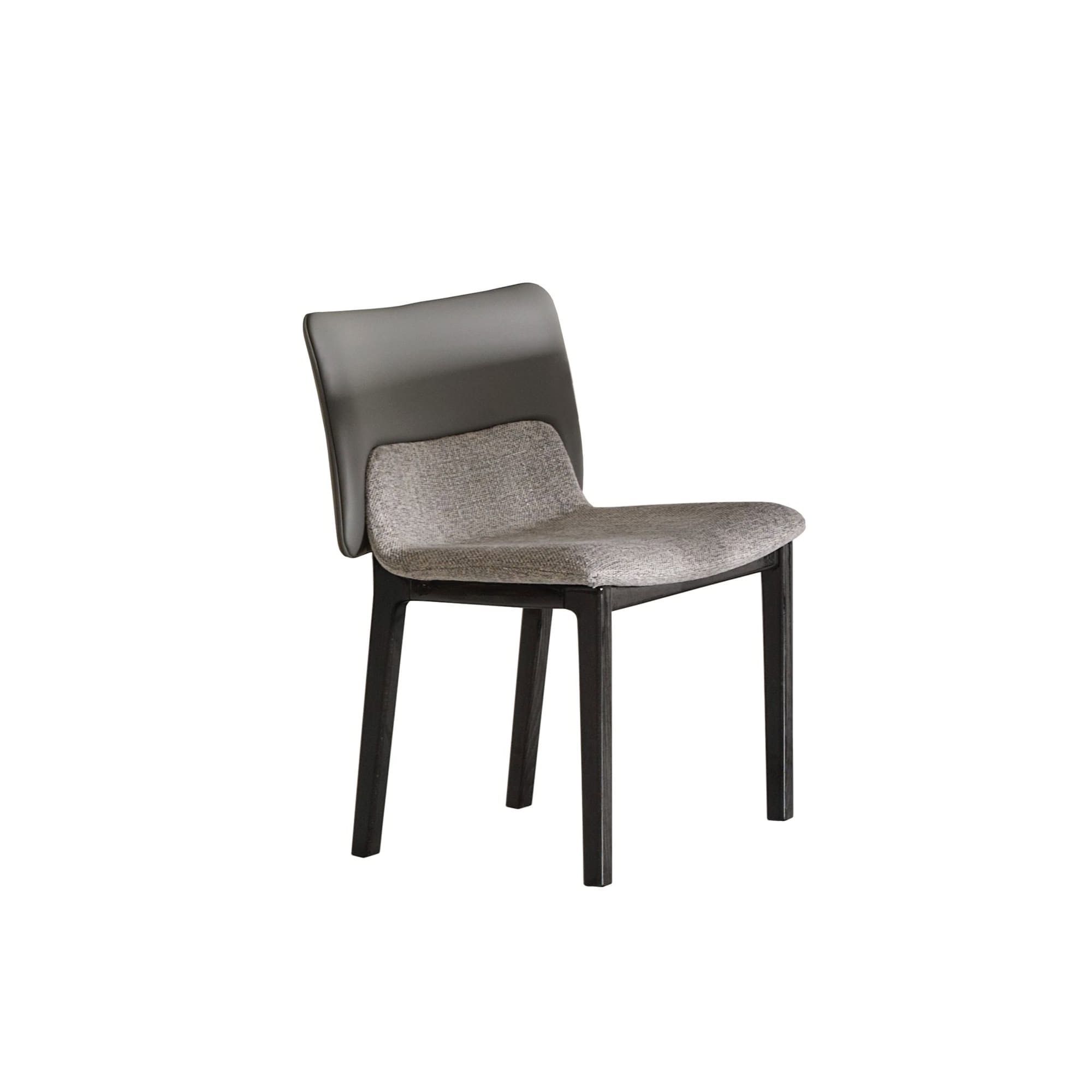 Nora Dining Chair in darker upholstery with wooden legs.